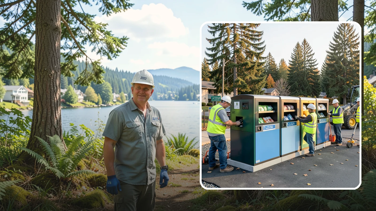 Recycling Station Installation in Milton, King County, WA - We install multi-stream recycling stations with clear labeling to support your diversion goals.