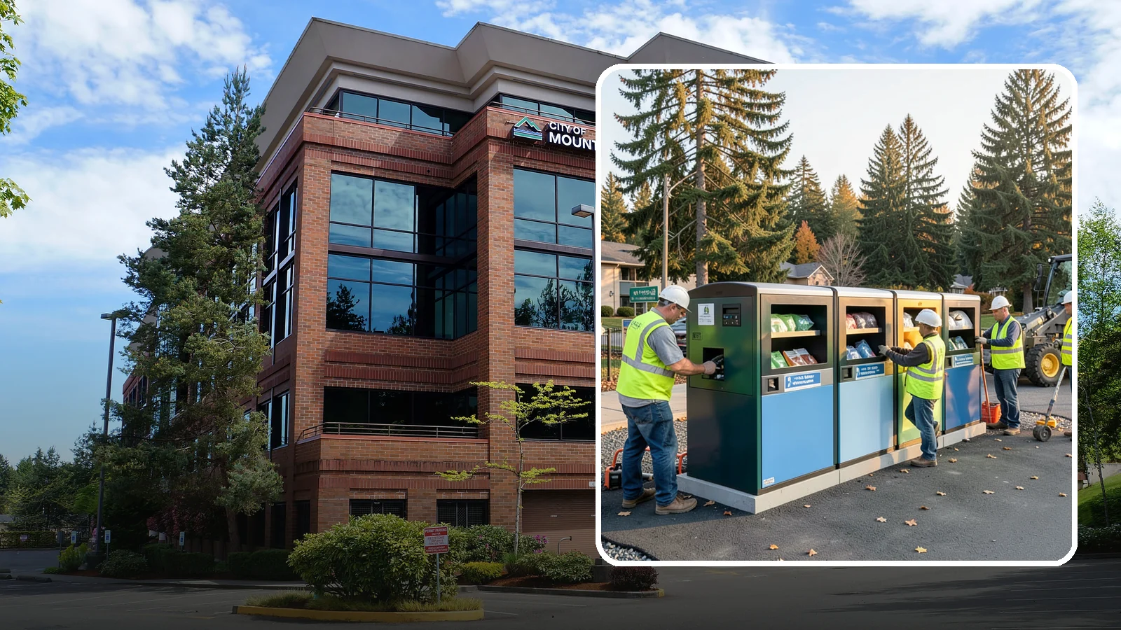 Recycling Station Installation in Mountlake Terrace, Snohomish County, WA - We install multi-stream recycling stations with clear labeling to support your diversion goals.