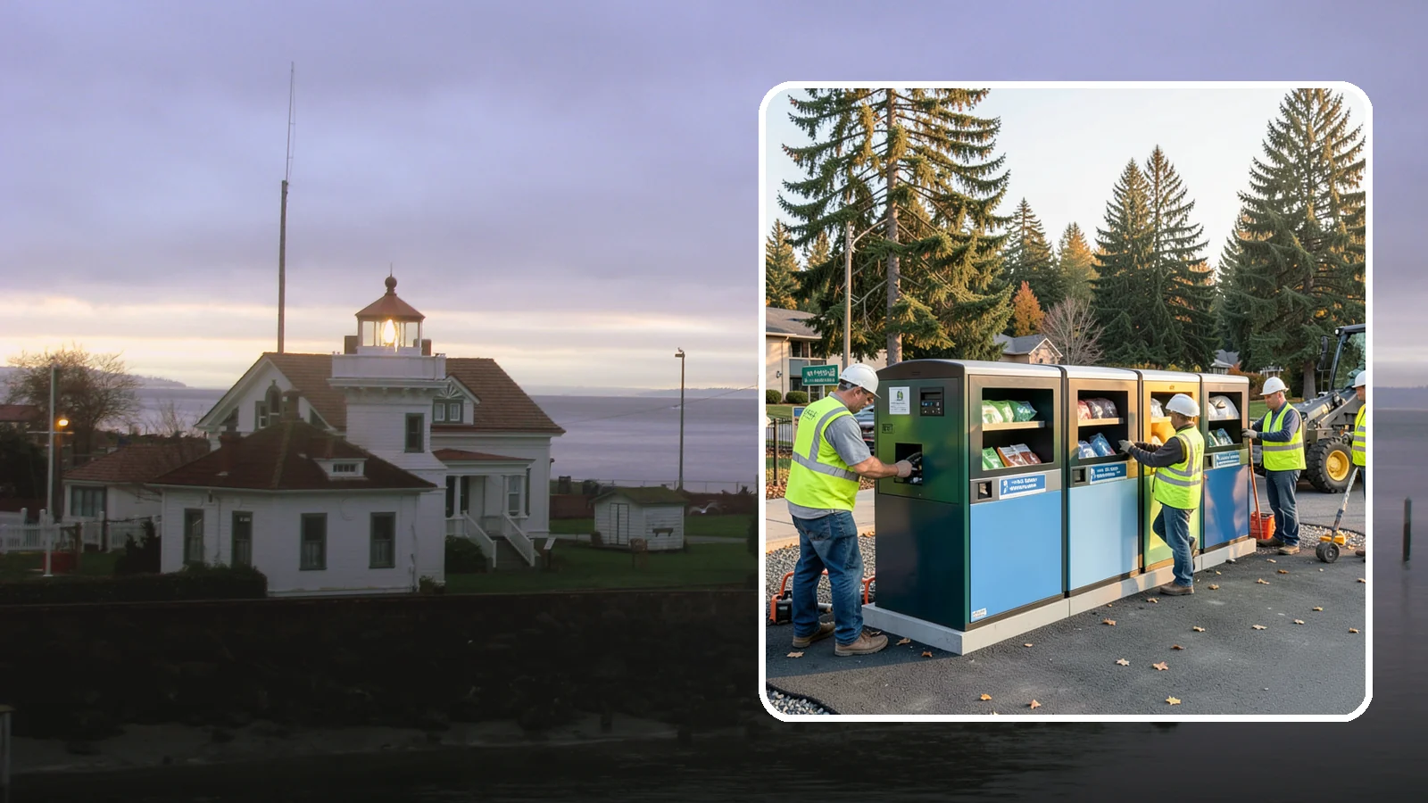 Recycling Station Installation in Mukilteo, Snohomish County, WA - We install multi-stream recycling stations with clear labeling to support your diversion goals.