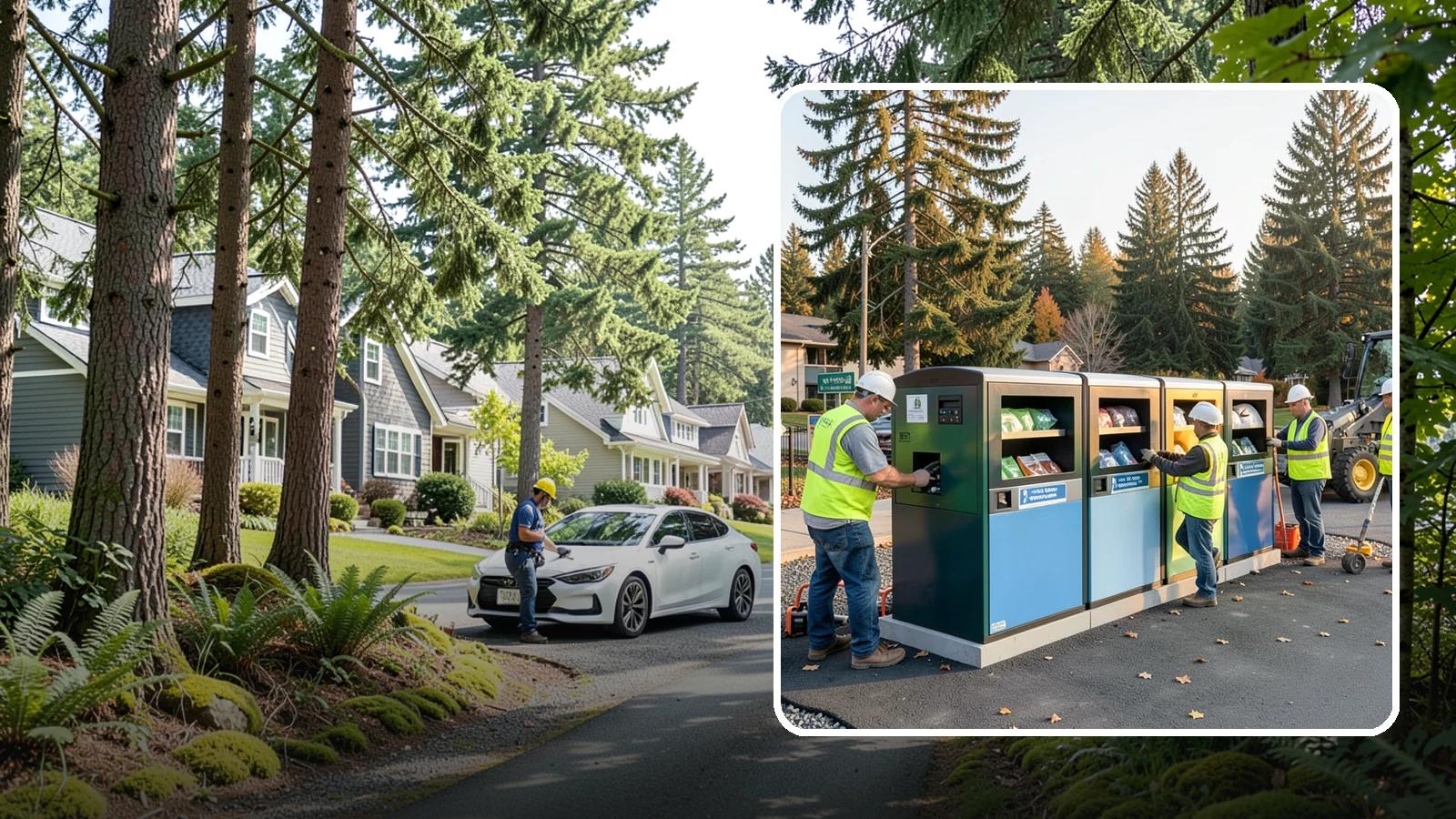 Recycling Station Installation in Normandy Park, King County, WA - We install multi-stream recycling stations with clear labeling to support your diversion goals.
