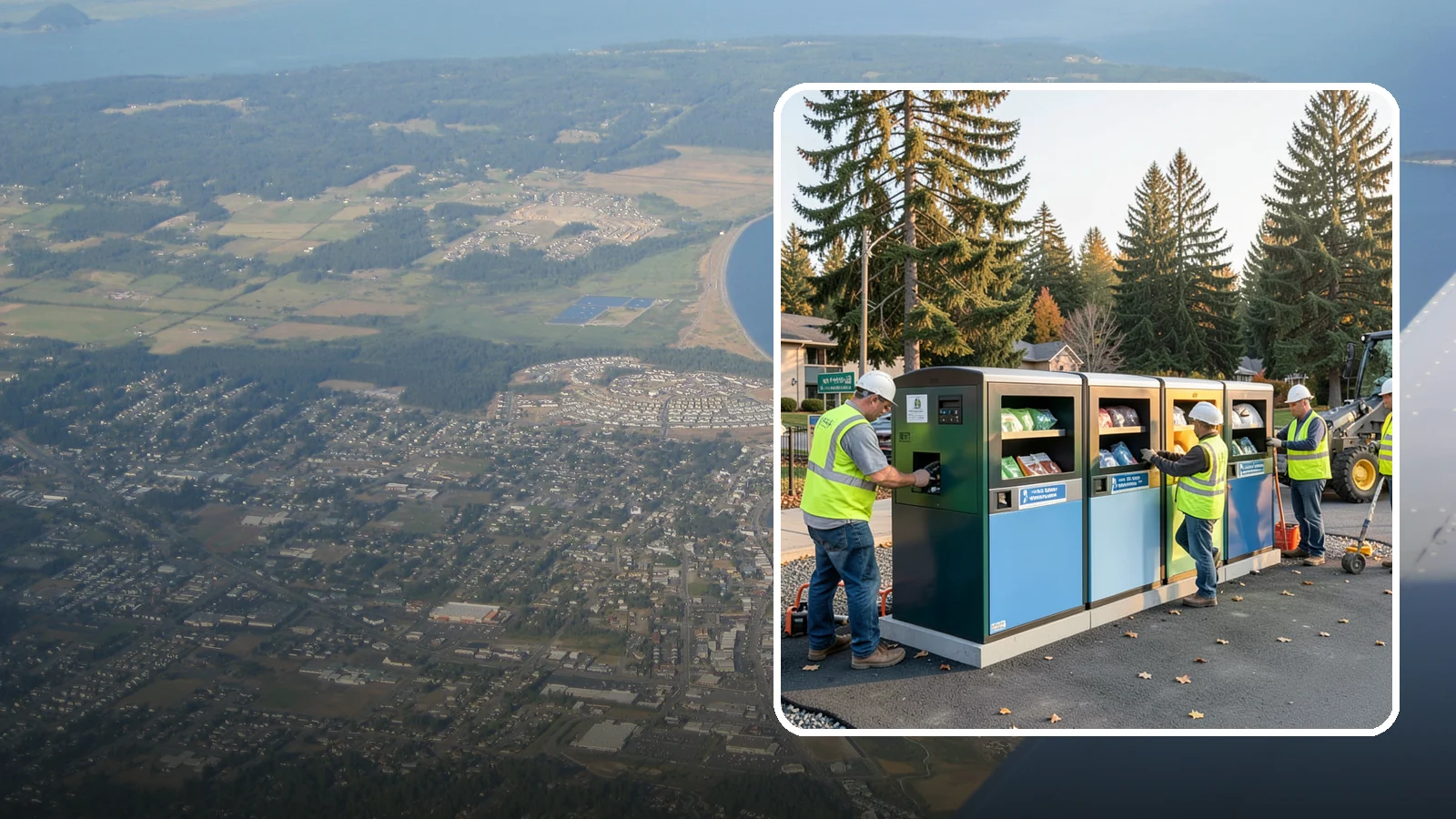 Recycling Station Installation in Oak Harbor, Island County, WA - We install multi-stream recycling stations with clear labeling to support your diversion goals.
