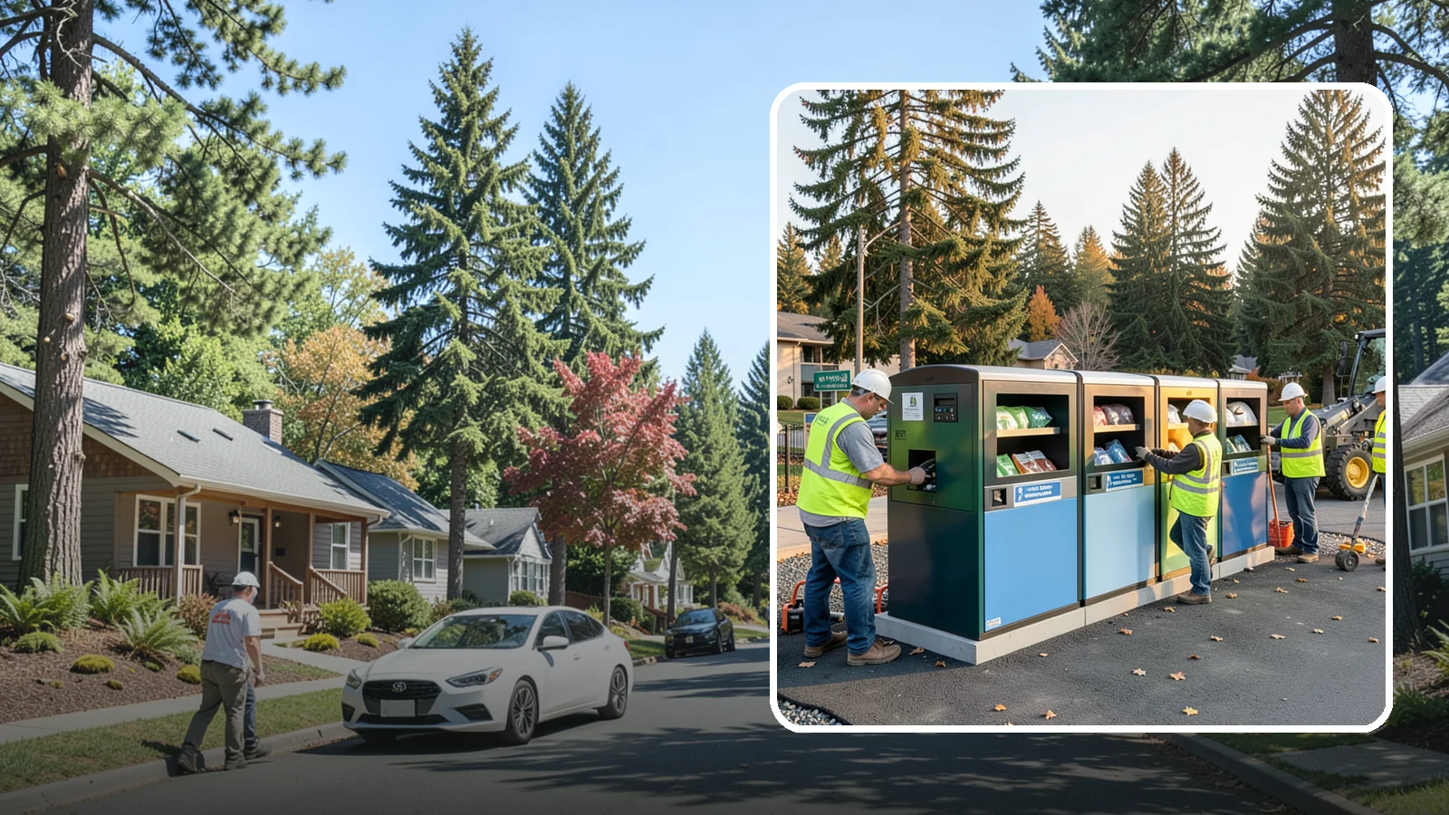 Recycling Station Installation in Orting, Pierce County, WA - We install multi-stream recycling stations with clear labeling to support your diversion goals.