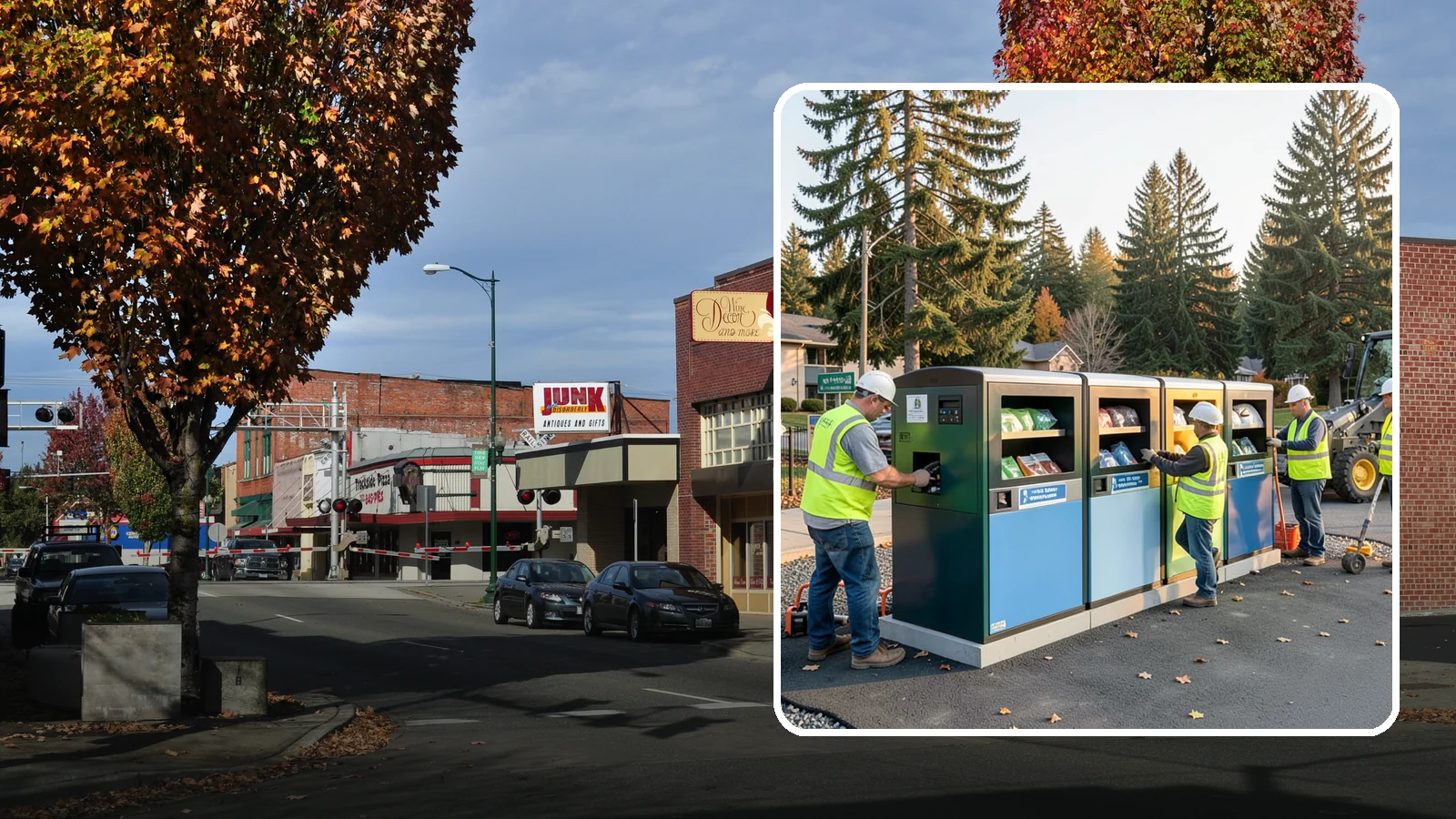 Recycling Station Installation in Puyallup, Pierce County, WA - We install multi-stream recycling stations with clear labeling to support your diversion goals.