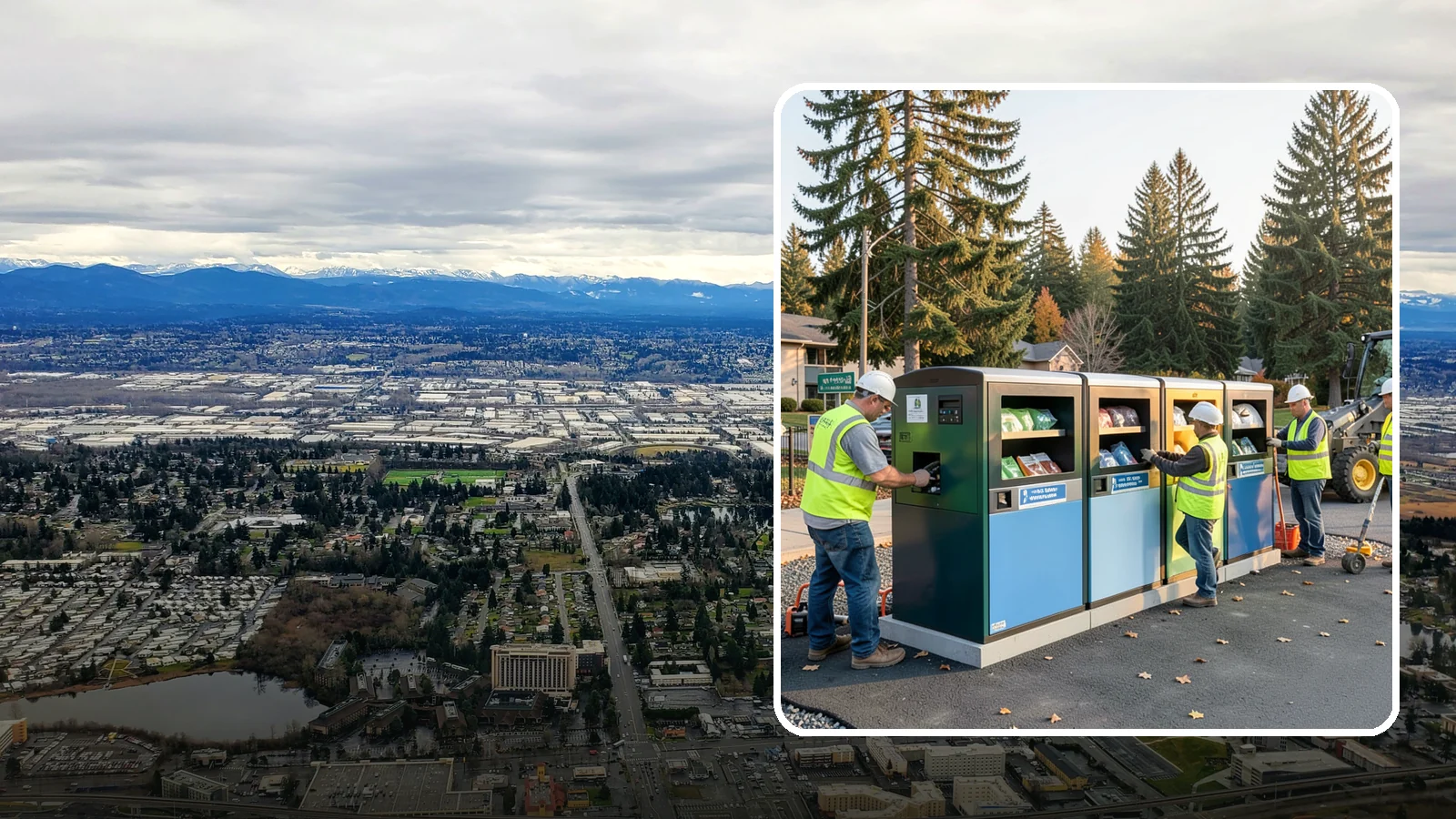 Recycling Station Installation in SeaTac, King County, WA - We install multi-stream recycling stations with clear labeling to support your diversion goals.