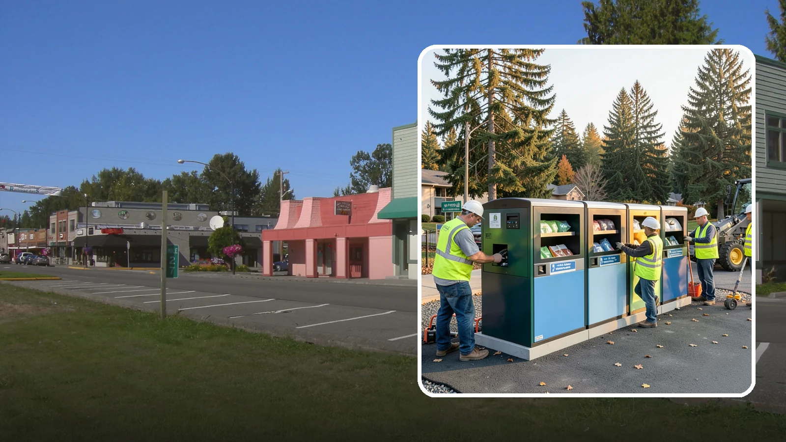 Recycling Station Installation in Snoqualmie, King County, WA - We install multi-stream recycling stations with clear labeling to support your diversion goals.