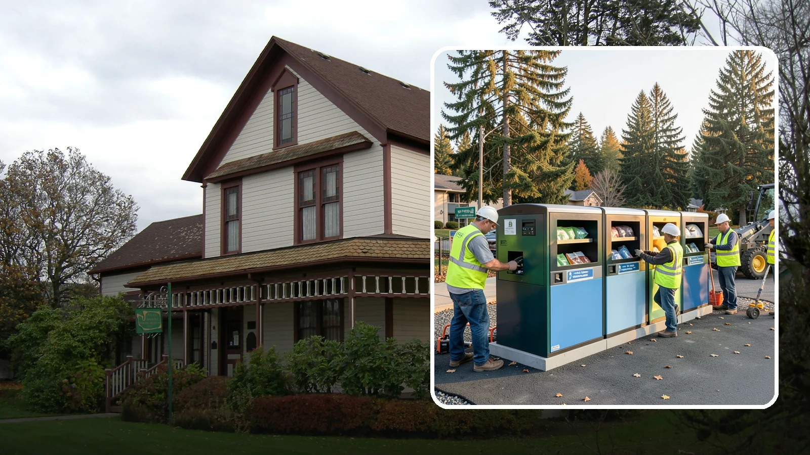 Recycling Station Installation in Sumner, Pierce County, WA - We install multi-stream recycling stations with clear labeling to support your diversion goals.