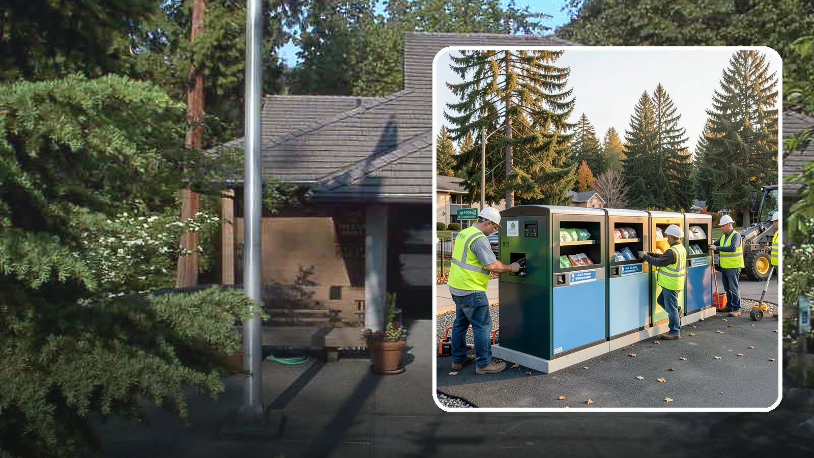Recycling Station Installation in Yarrow Point, King County, WA - We install multi-stream recycling stations with clear labeling to support your diversion goals.