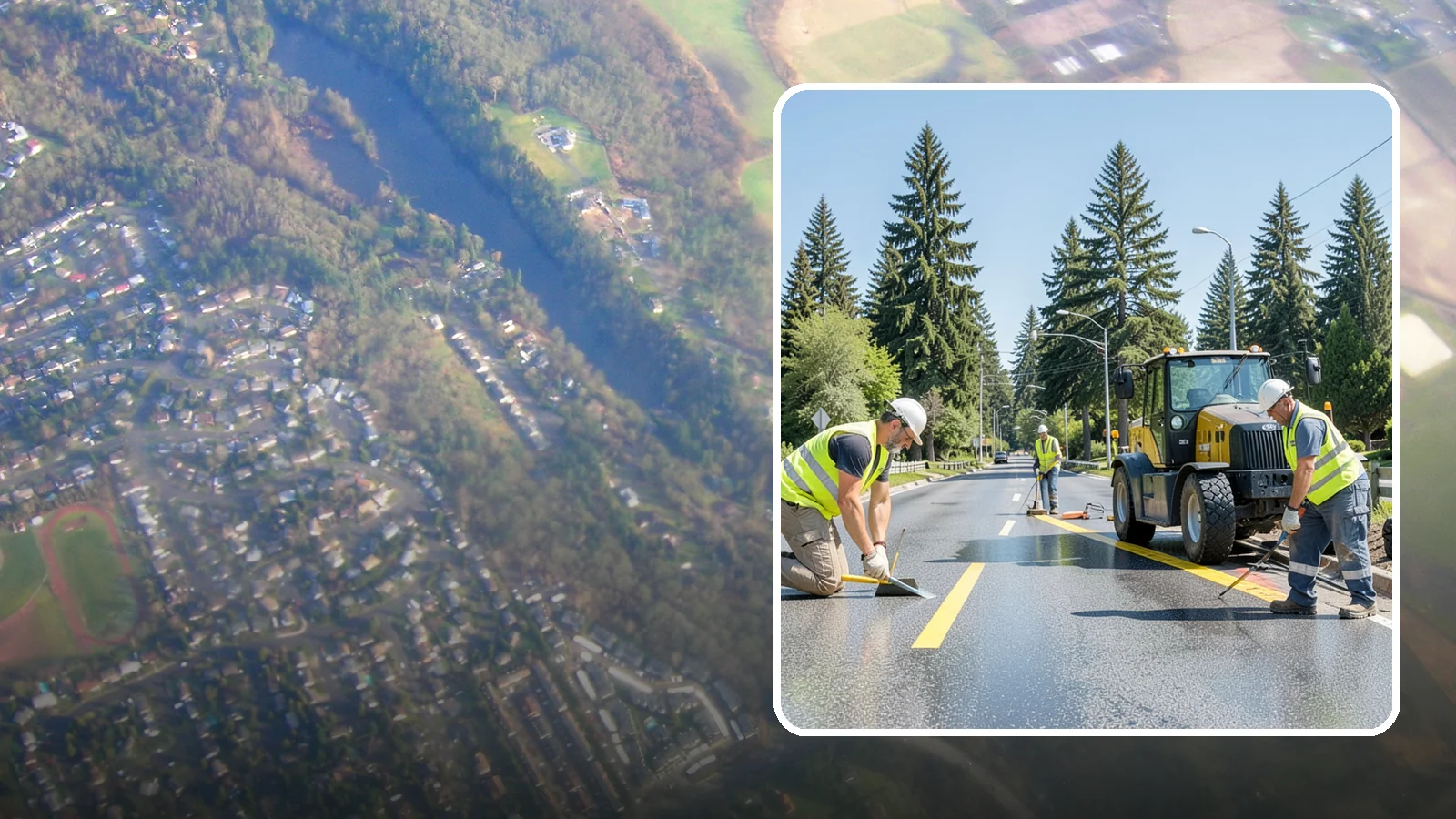 Reflective Marker Installation in Algona, King County, WA - Raised and reflective pavement markers boost lane delineation in low-light and wet conditions.