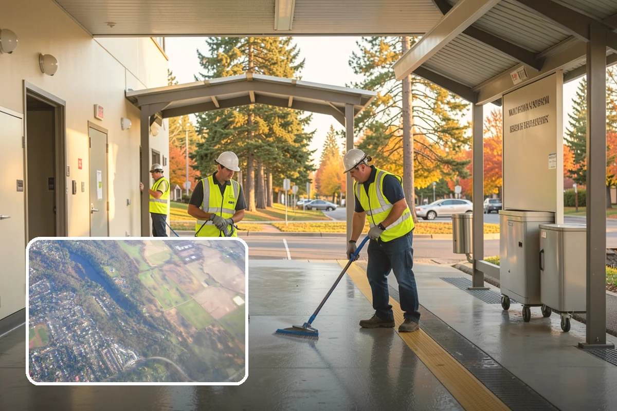 Reflective Marker Installation in Algona, King County, WA - Improved wet-night lane delineation