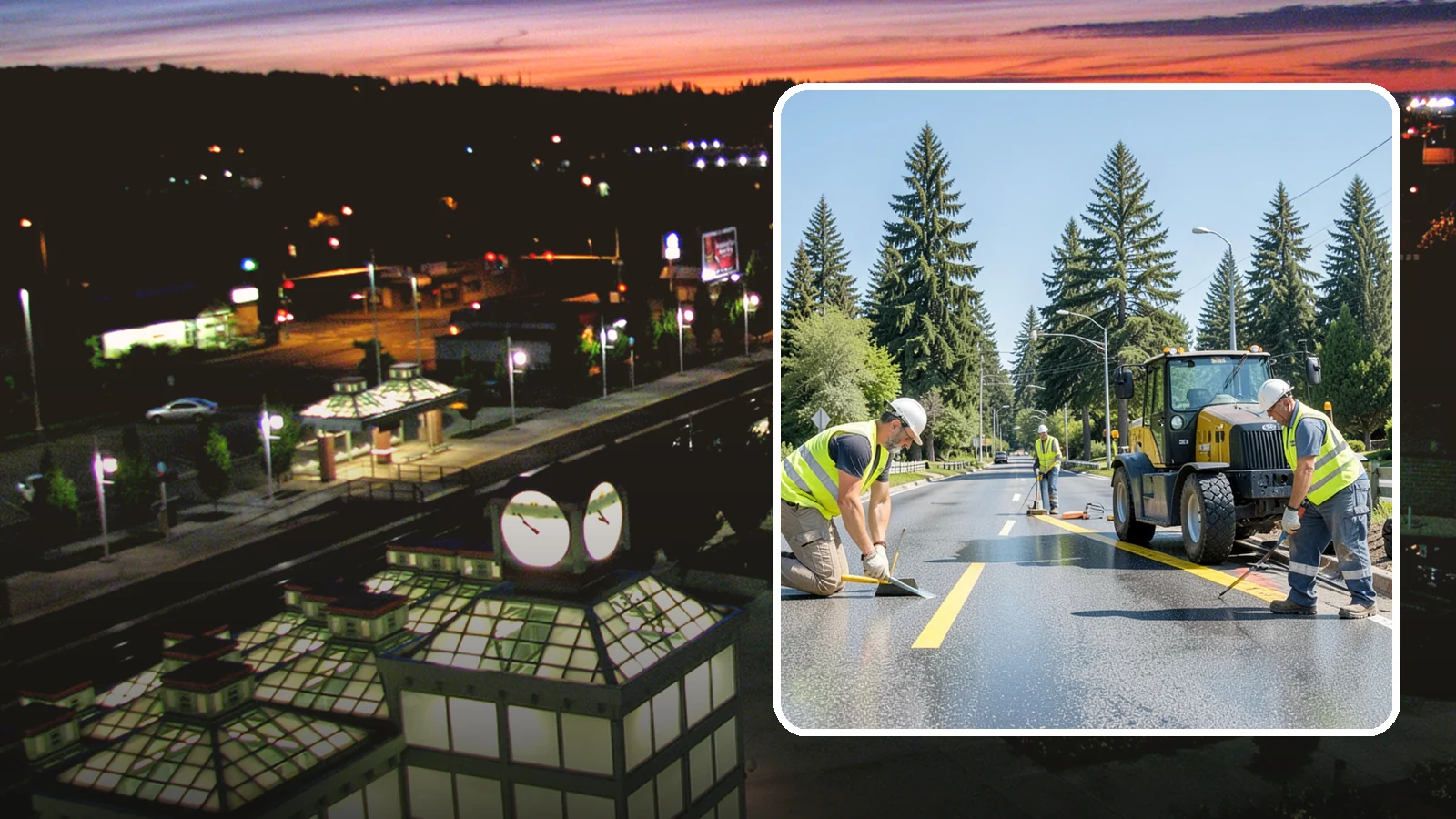 Reflective Marker Installation in Auburn, King County, WA - Raised and reflective pavement markers boost lane delineation in low-light and wet conditions.