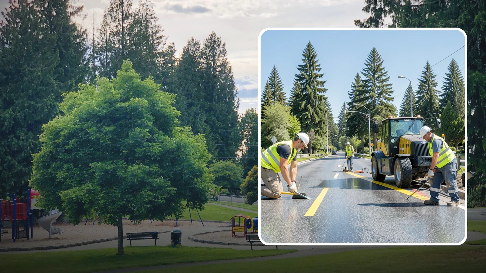 Reflective Marker Installation in Bonney Lake, Pierce County, WA - Raised and reflective pavement markers boost lane delineation in low-light and wet conditions.