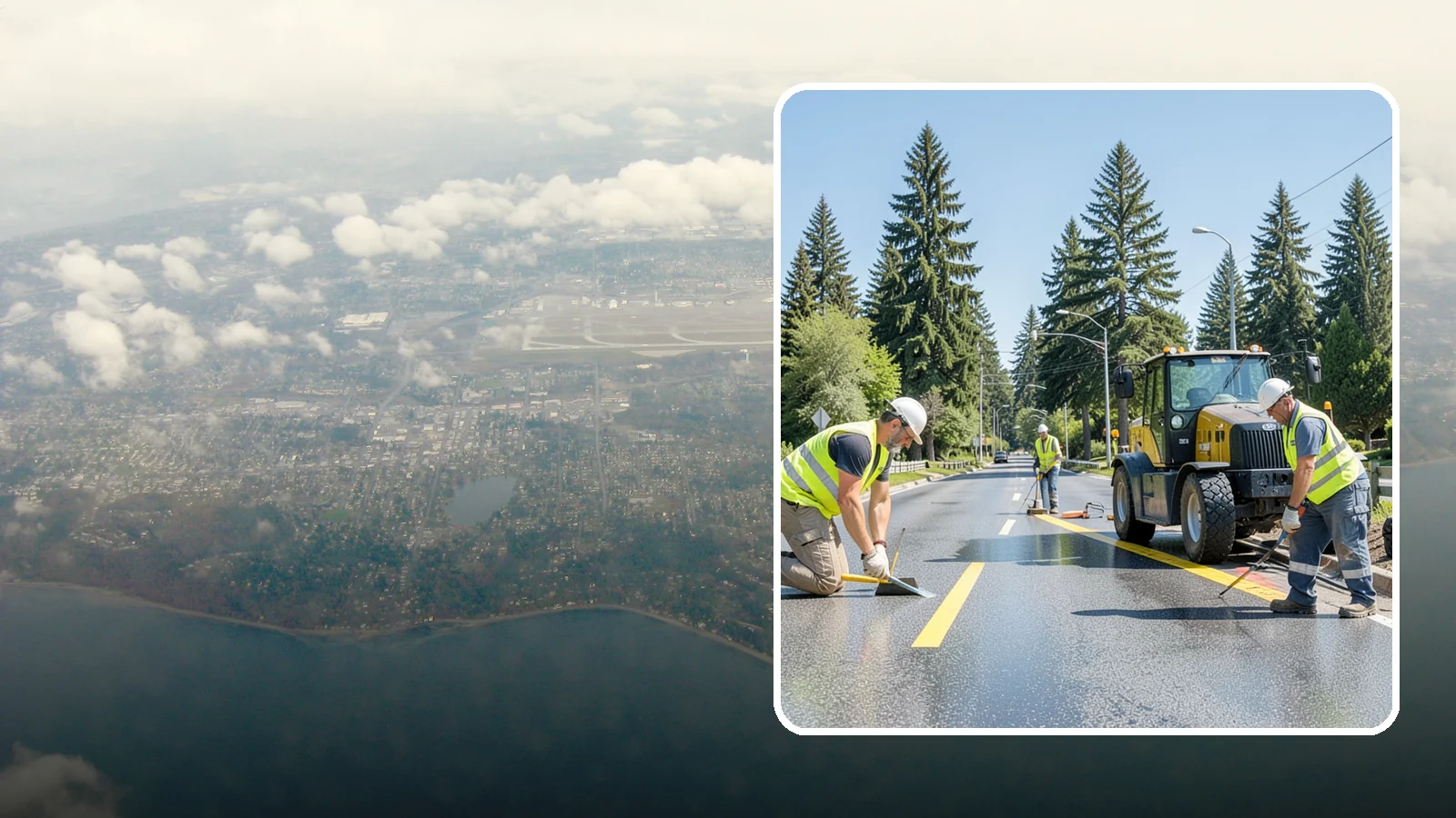 Reflective Marker Installation in Burien, King County, WA - Raised and reflective pavement markers boost lane delineation in low-light and wet conditions.