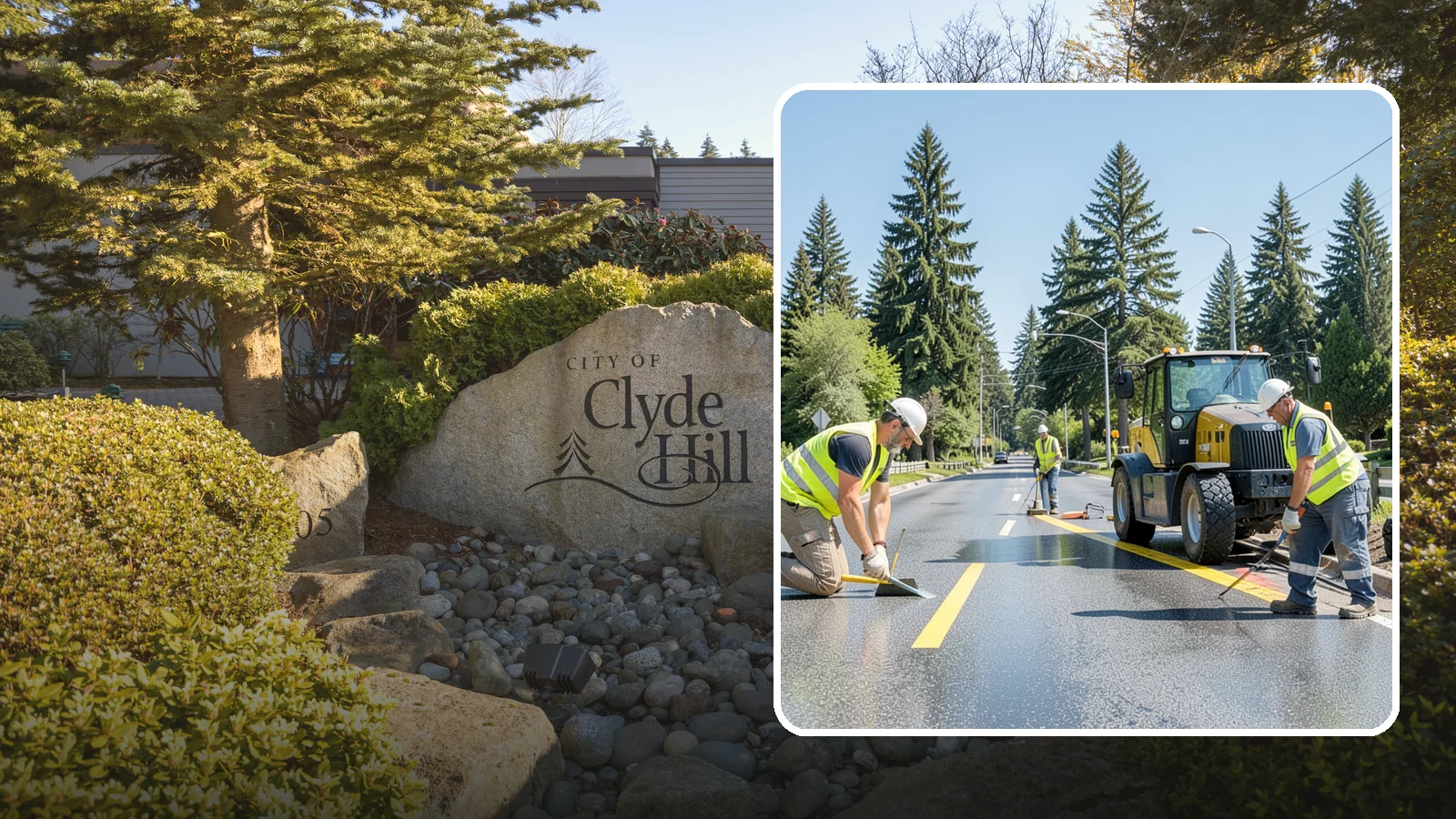 Reflective Marker Installation in Clyde Hill, King County, WA - Raised and reflective pavement markers boost lane delineation in low-light and wet conditions.