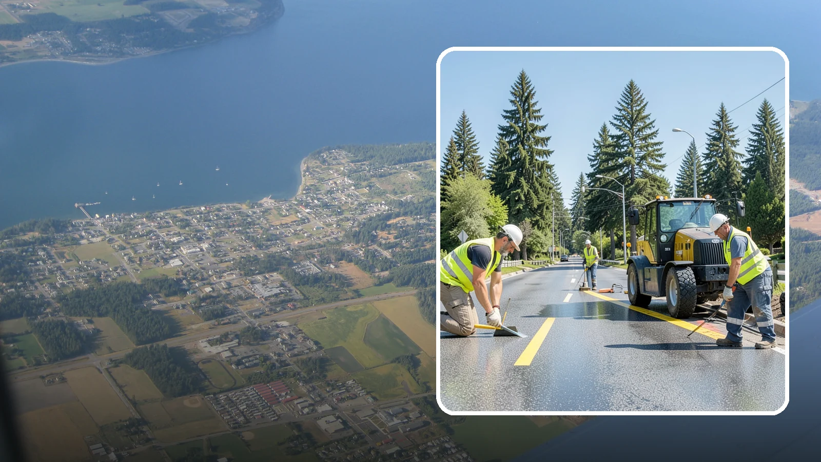 Reflective Marker Installation in Coupeville, Island County, WA - Raised and reflective pavement markers boost lane delineation in low-light and wet conditions.