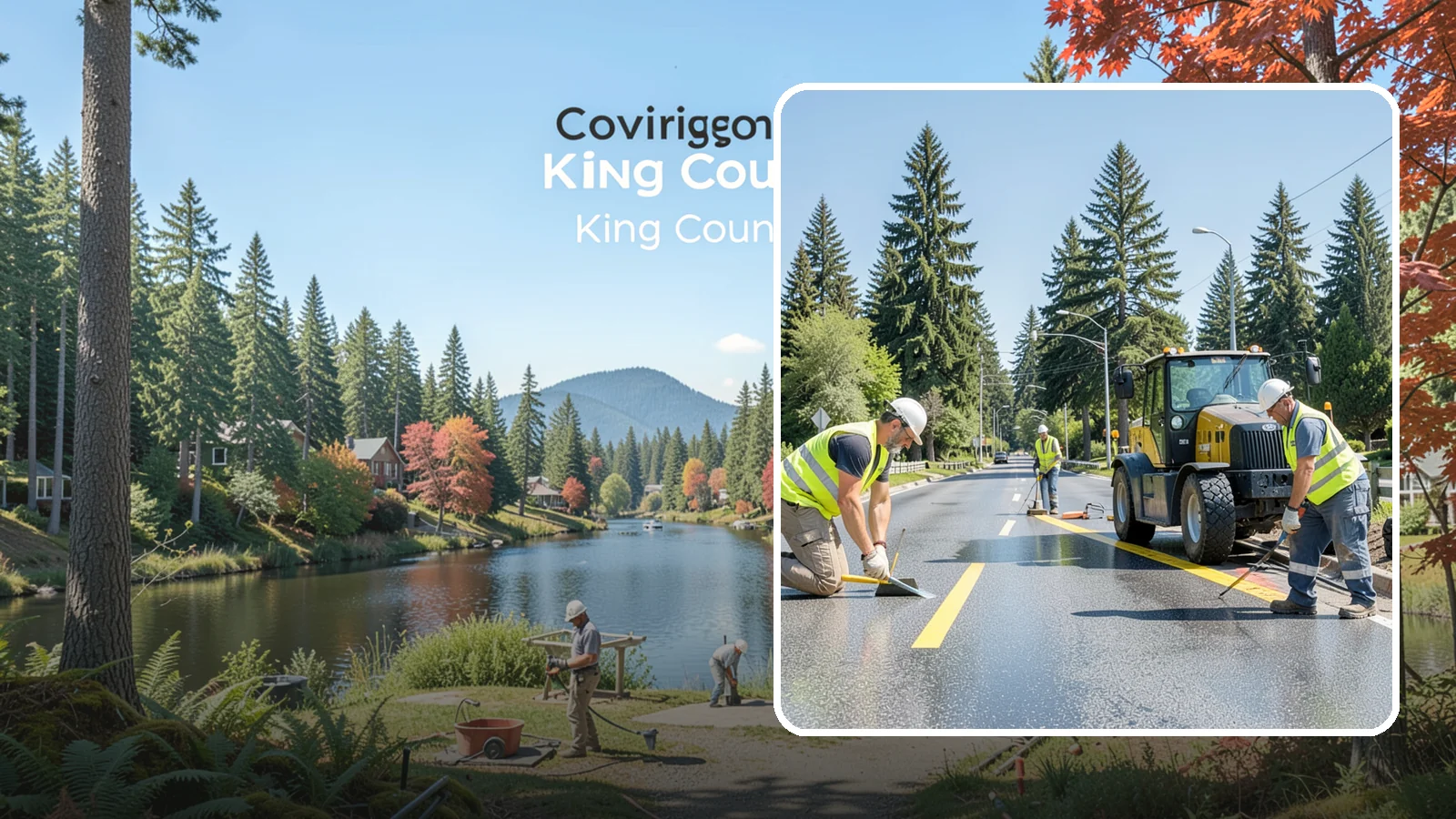 Reflective Marker Installation in Covington, King County, WA - Raised and reflective pavement markers boost lane delineation in low-light and wet conditions.