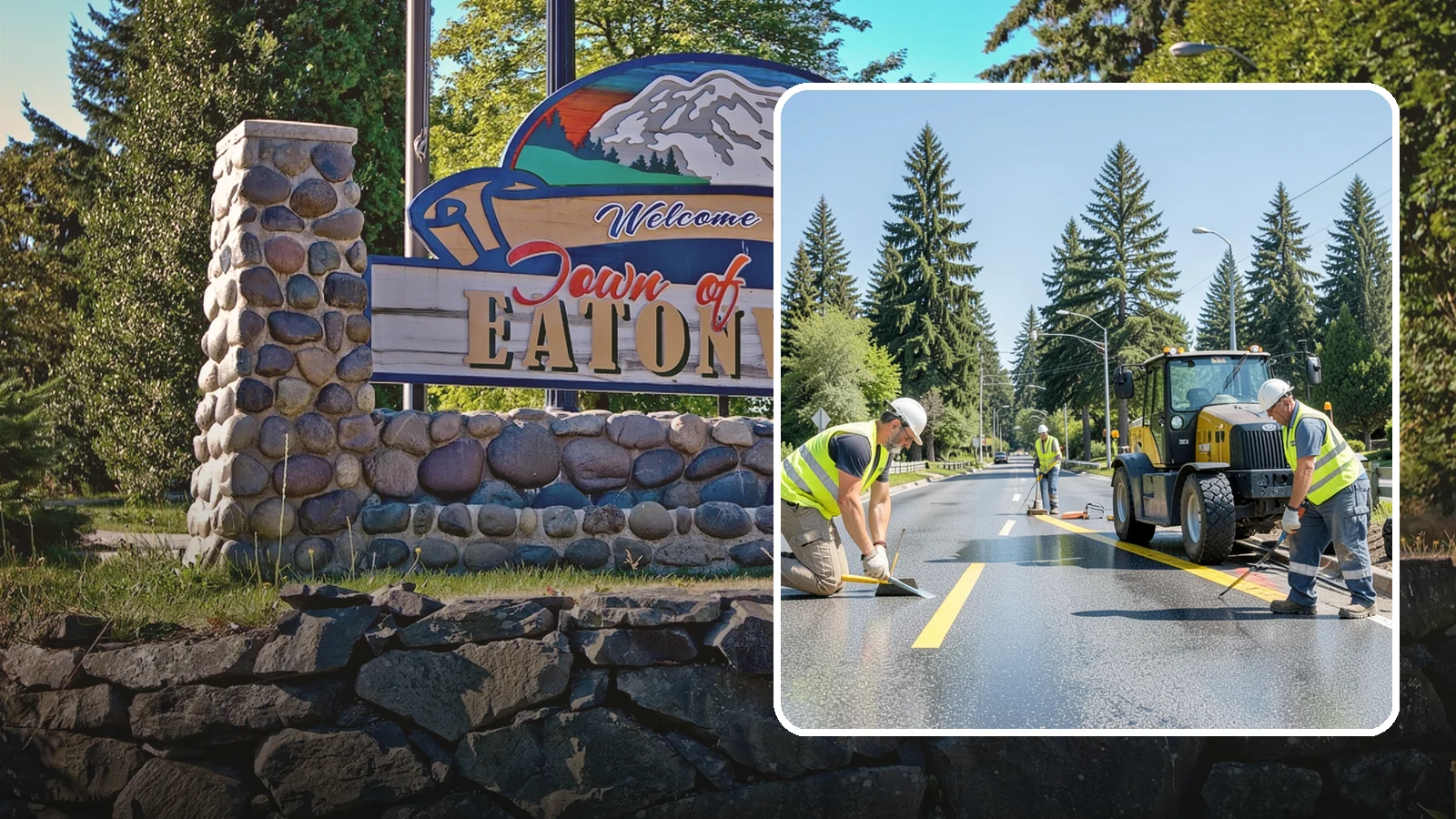 Reflective Marker Installation in Eatonville, Pierce County, WA - Raised and reflective pavement markers boost lane delineation in low-light and wet conditions.