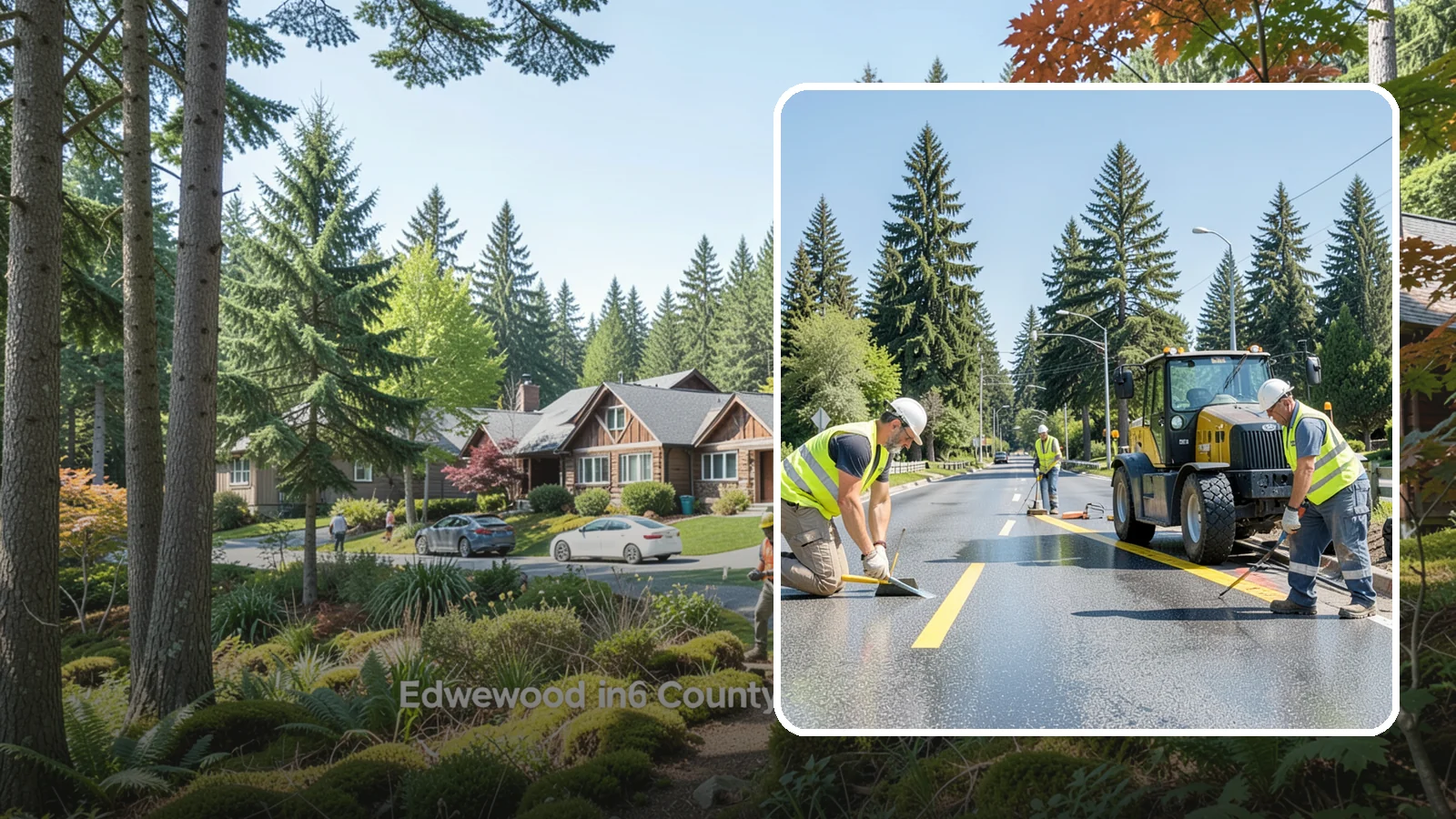 Reflective Marker Installation in Edgewood, Pierce County, WA - Raised and reflective pavement markers boost lane delineation in low-light and wet conditions.