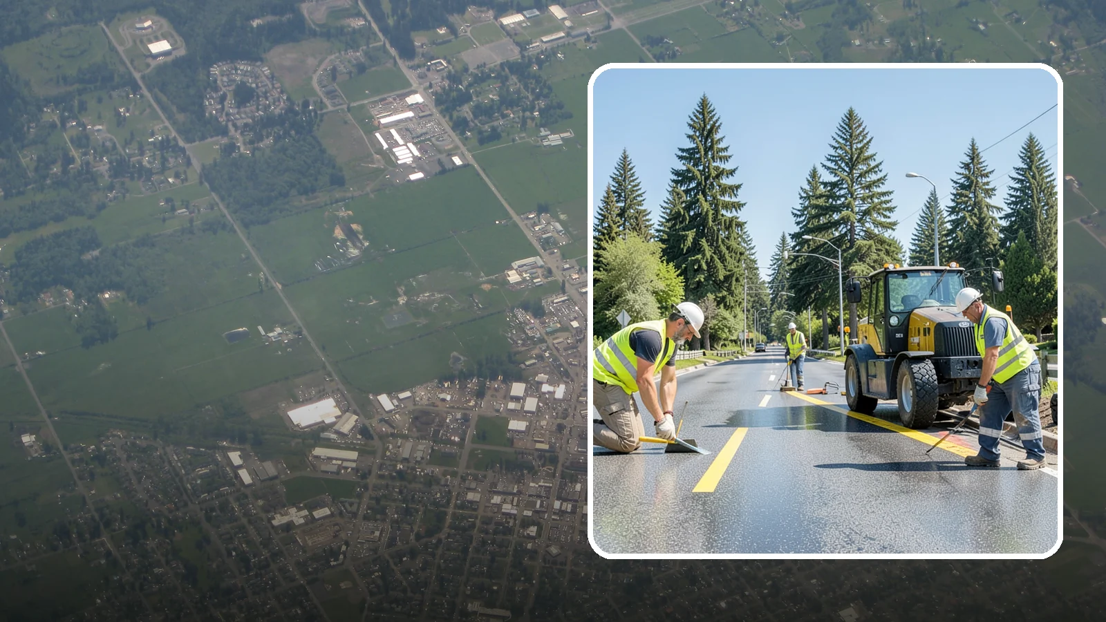Reflective Marker Installation in Enumclaw, King County, WA - Raised and reflective pavement markers boost lane delineation in low-light and wet conditions.