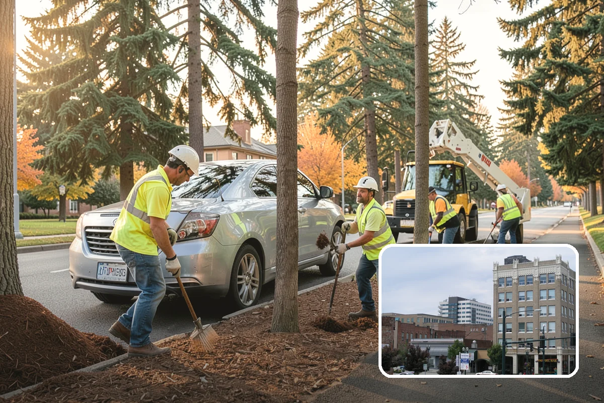 Reflective Marker Installation in Everett, Snohomish County, WA - Improved wet-night lane delineation