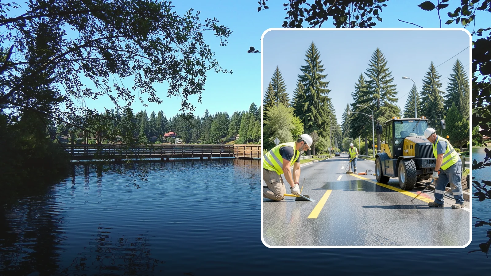 Reflective Marker Installation in Federal Way, King County, WA - Raised and reflective pavement markers boost lane delineation in low-light and wet conditions.