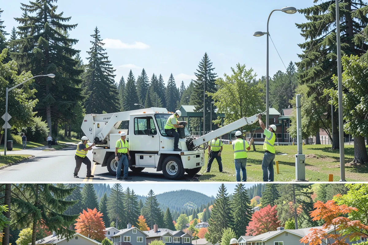 Reflective Marker Installation in Fircrest, Pierce County, WA - Dry summer conditions are needed for reliable adhesive bonding before the wet season arrives.