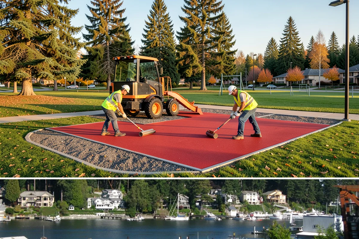Reflective Marker Installation in Gig Harbor, Pierce County, WA - Dry summer conditions are needed for reliable adhesive bonding before the wet season arrives.