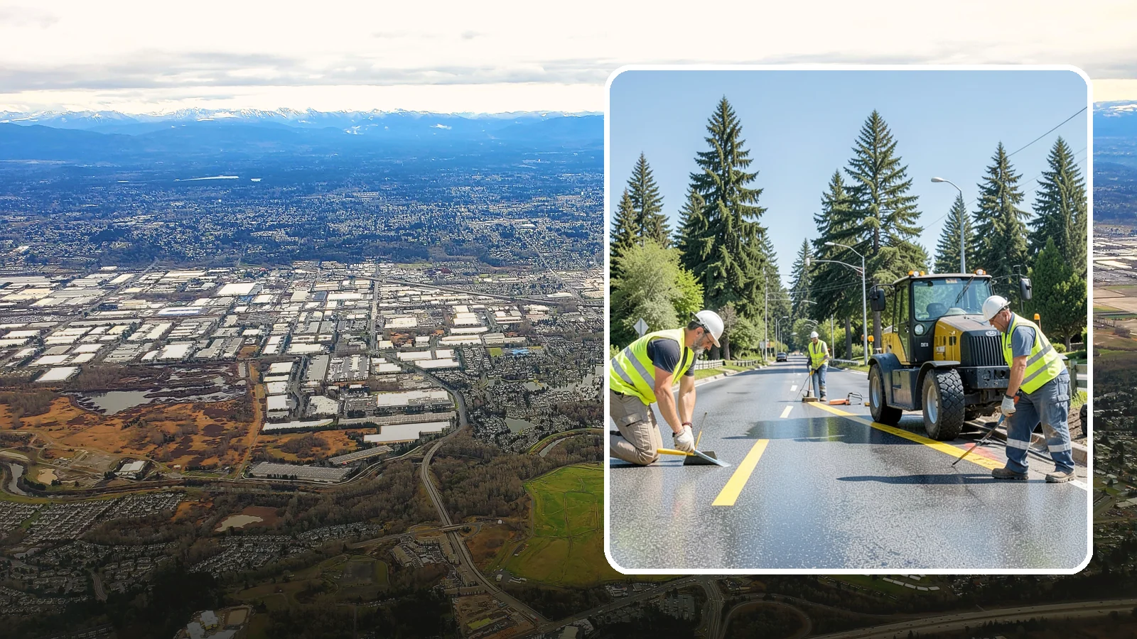 Reflective Marker Installation in Kent, King County, WA - Raised and reflective pavement markers boost lane delineation in low-light and wet conditions.
