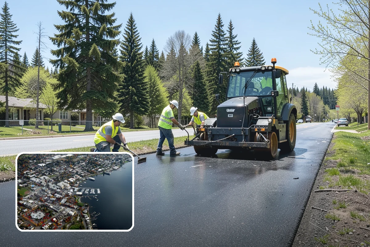Reflective Marker Installation in Kirkland, King County, WA - Improved wet-night lane delineation