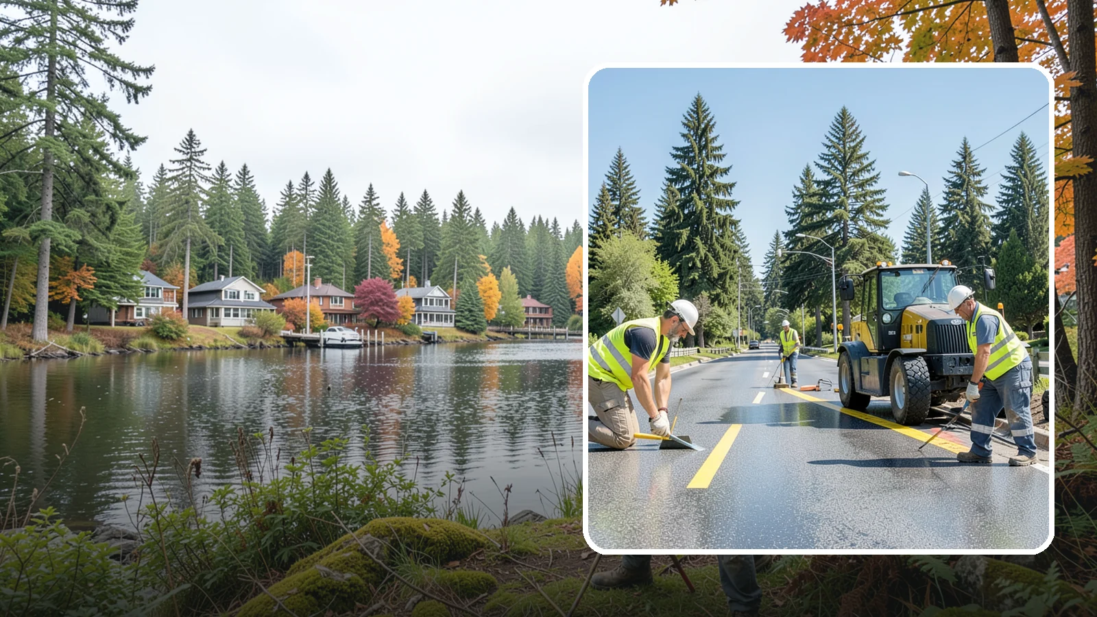 Reflective Marker Installation in La Conner, Skagit County, WA - Raised and reflective pavement markers boost lane delineation in low-light and wet conditions.