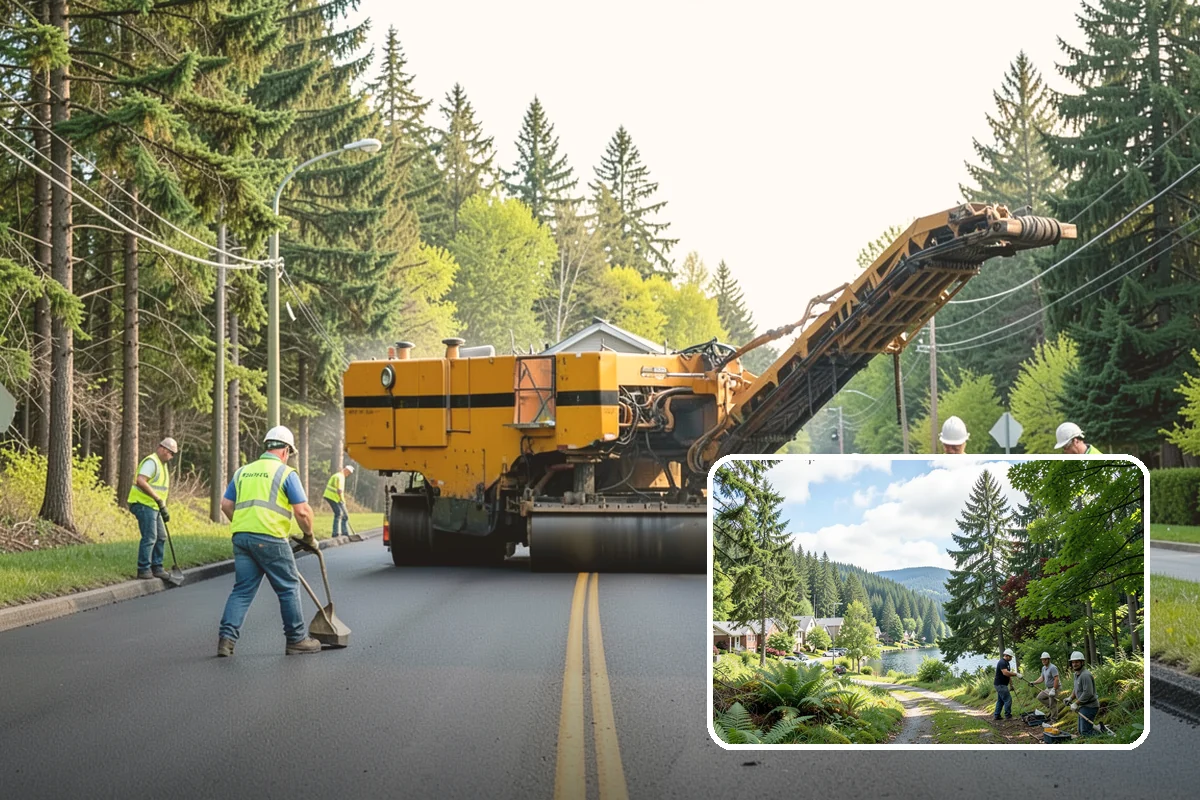 Reflective Marker Installation in Lake Forest Park, King County, WA - Improved wet-night lane delineation