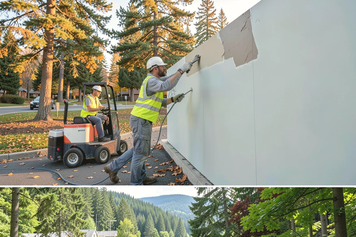 Reflective Marker Installation in Lake Forest Park, King County, WA - Dry summer conditions are needed for reliable adhesive bonding before the wet season arrives.