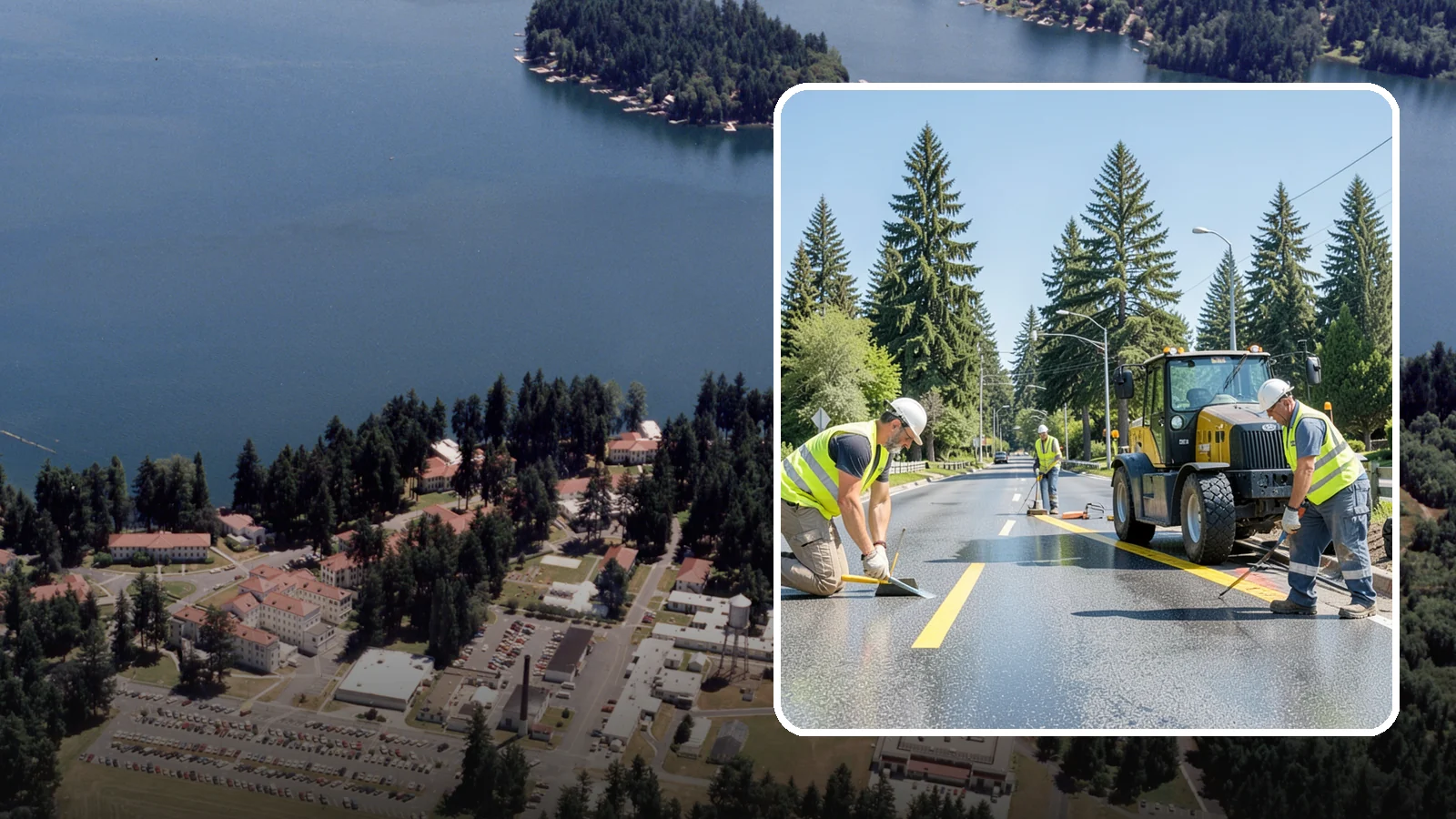 Reflective Marker Installation in Lakewood, Pierce County, WA - Raised and reflective pavement markers boost lane delineation in low-light and wet conditions.