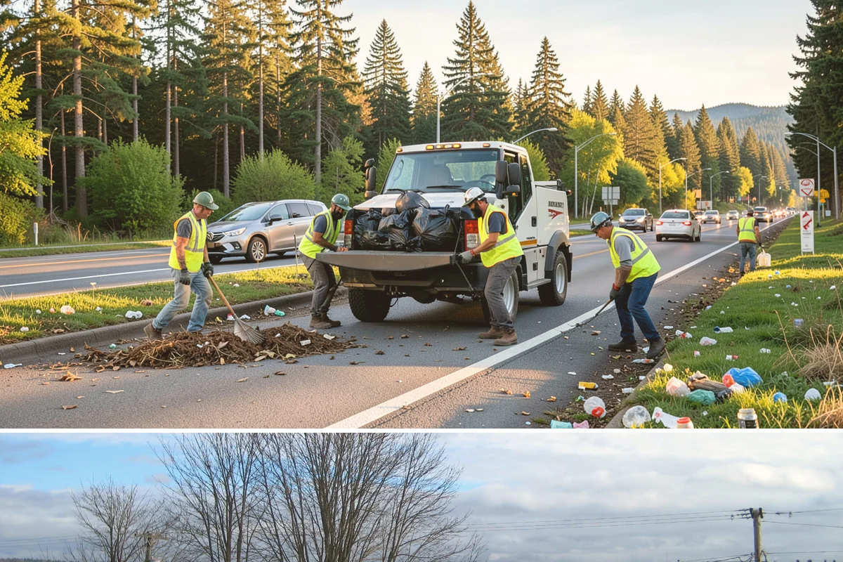 Reflective Marker Installation in Langley, Island County, WA - Dry summer conditions are needed for reliable adhesive bonding before the wet season arrives.