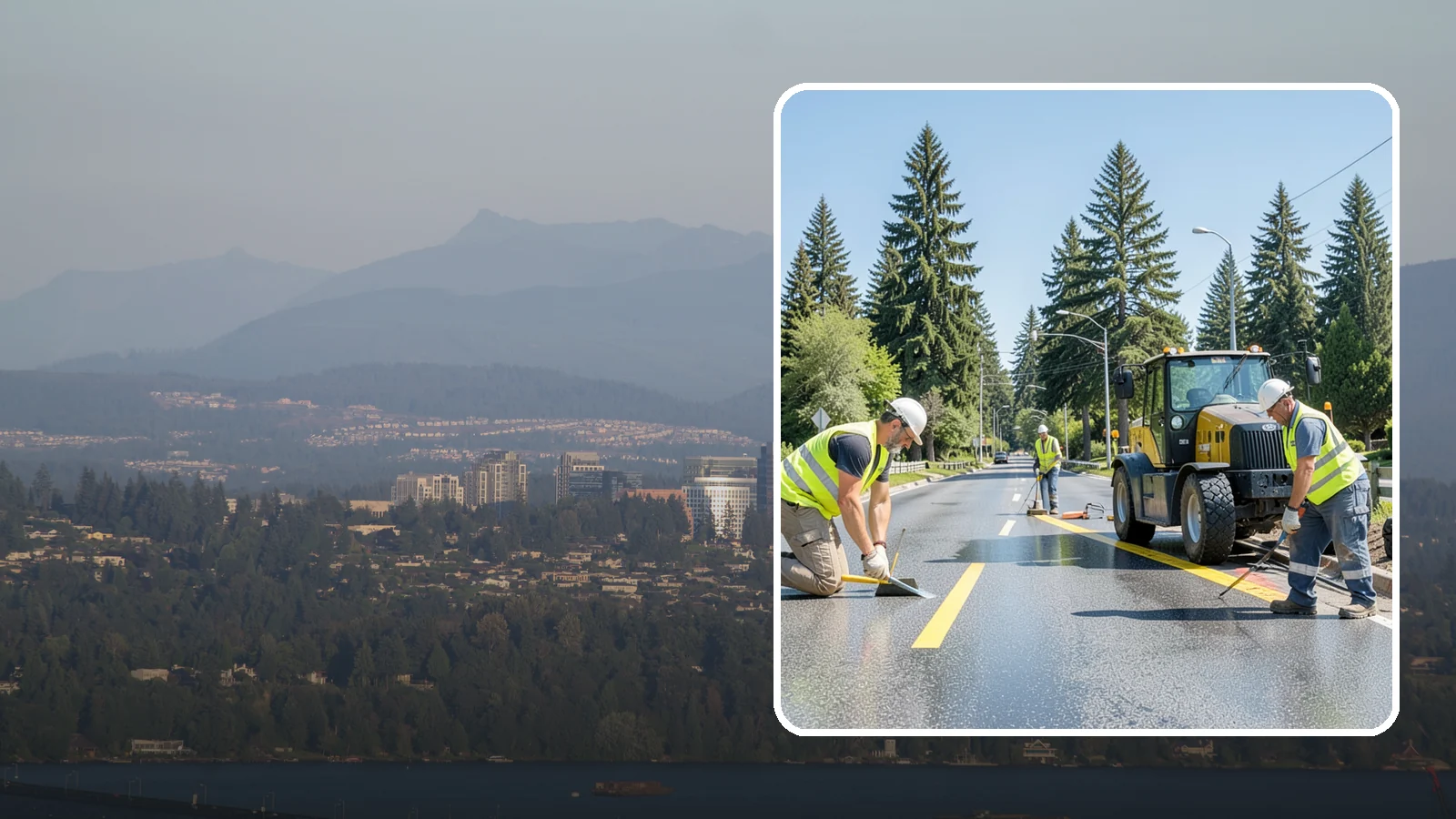 Reflective Marker Installation in Medina, King County, WA - Raised and reflective pavement markers boost lane delineation in low-light and wet conditions.