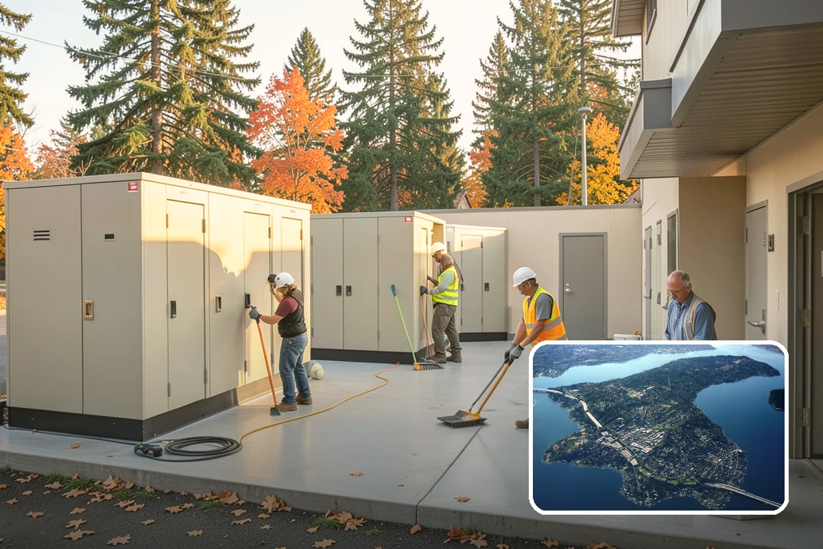 Reflective Marker Installation in Mercer Island, King County, WA - Improved wet-night lane delineation