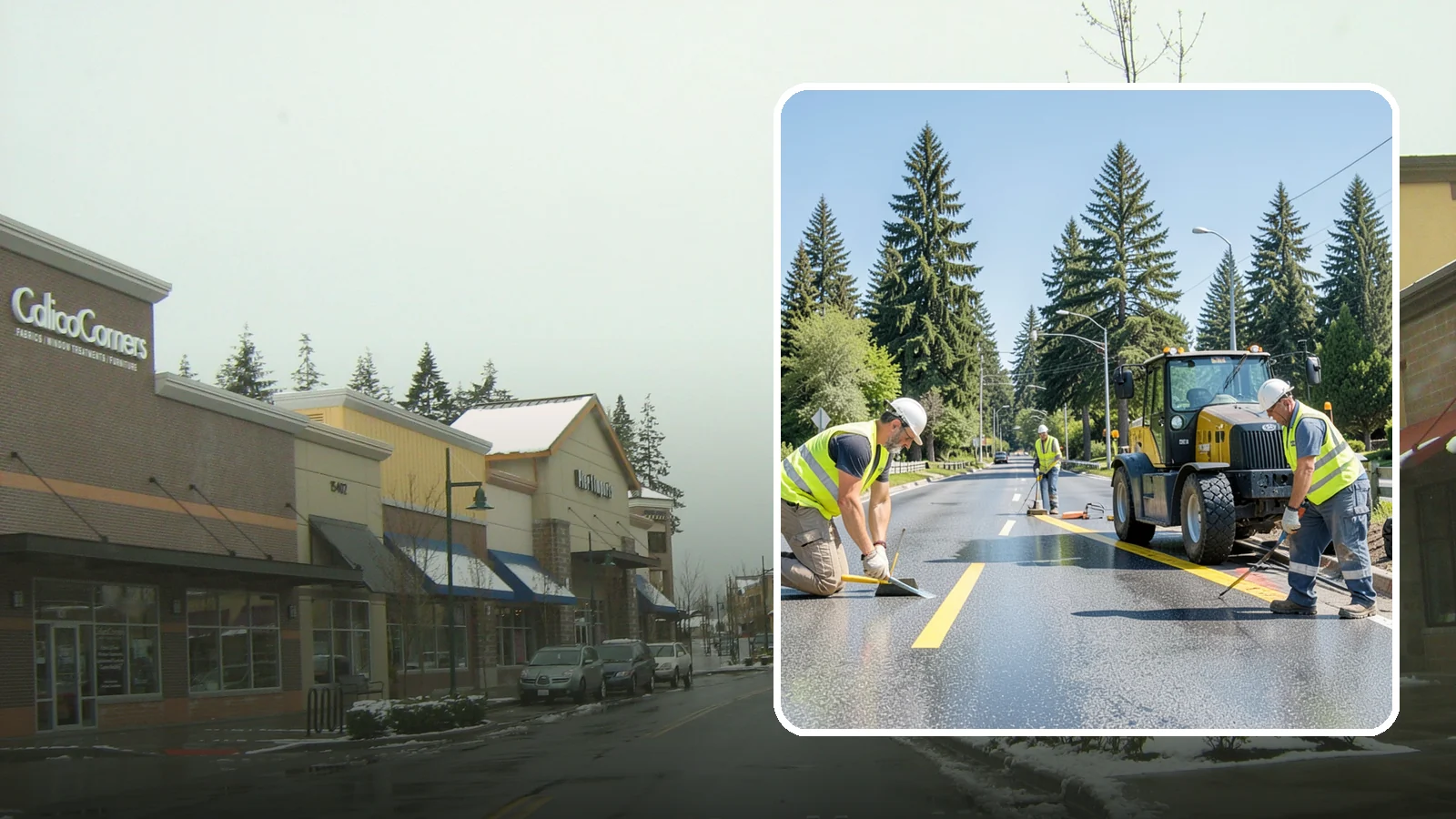 Reflective Marker Installation in Mill Creek, Snohomish County, WA - Raised and reflective pavement markers boost lane delineation in low-light and wet conditions.