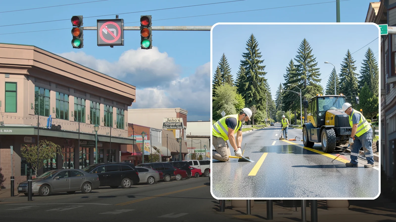 Reflective Marker Installation in Monroe, Snohomish County, WA - Raised and reflective pavement markers boost lane delineation in low-light and wet conditions.