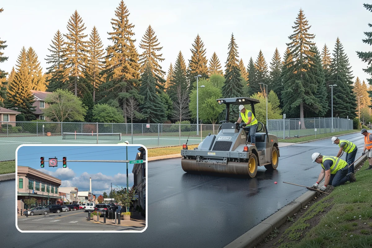 Reflective Marker Installation in Monroe, Snohomish County, WA - Improved wet-night lane delineation