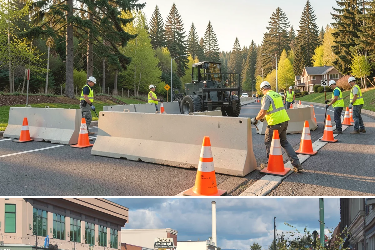 Reflective Marker Installation in Monroe, Snohomish County, WA - Dry summer conditions are needed for reliable adhesive bonding before the wet season arrives.
