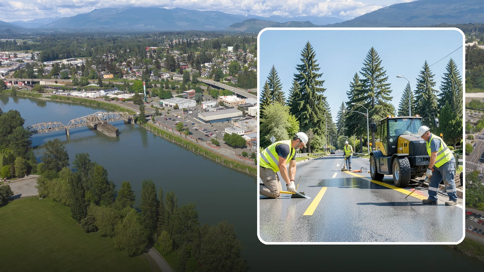 Reflective Marker Installation in Mount Vernon, Skagit County, WA - Raised and reflective pavement markers boost lane delineation in low-light and wet conditions.