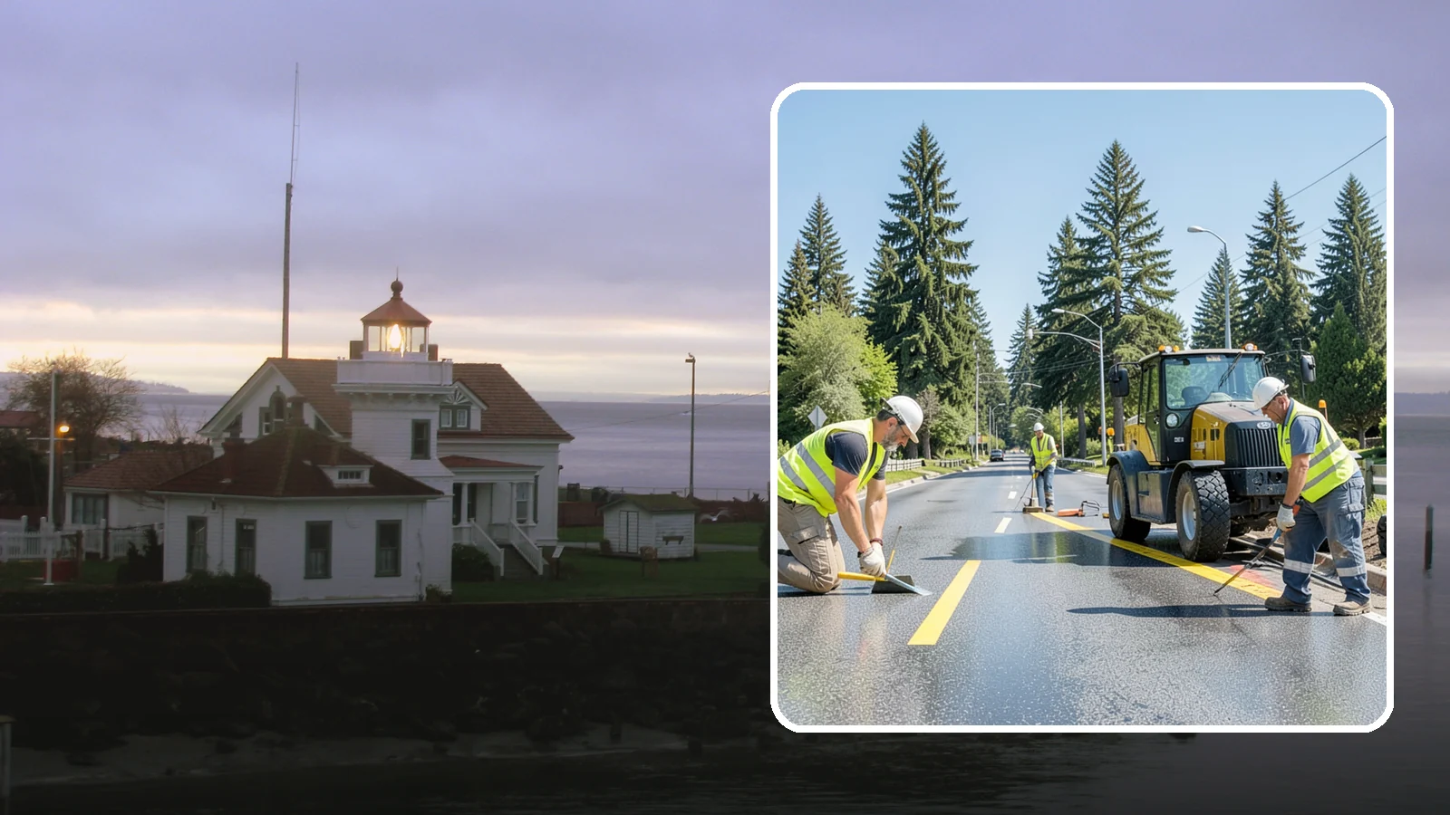 Reflective Marker Installation in Mukilteo, Snohomish County, WA - Raised and reflective pavement markers boost lane delineation in low-light and wet conditions.