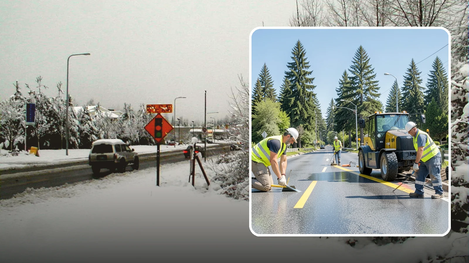 Reflective Marker Installation in Newcastle, King County, WA - Raised and reflective pavement markers boost lane delineation in low-light and wet conditions.