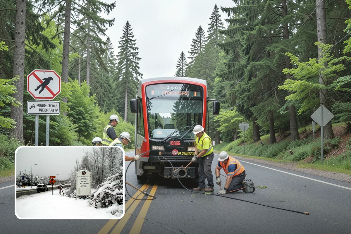 Reflective Marker Installation in Newcastle, King County, WA - Improved wet-night lane delineation