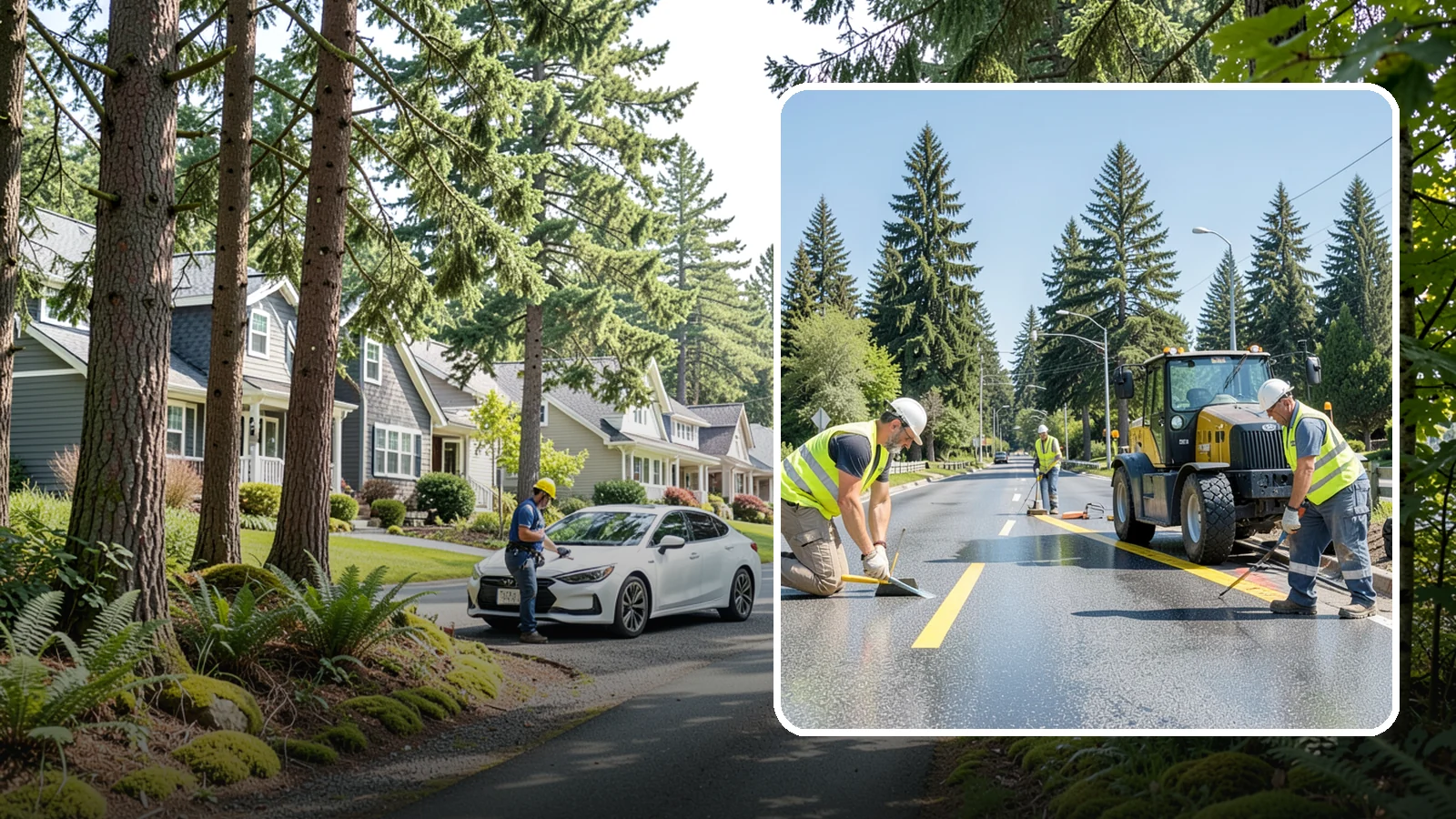 Reflective Marker Installation in Normandy Park, King County, WA - Raised and reflective pavement markers boost lane delineation in low-light and wet conditions.