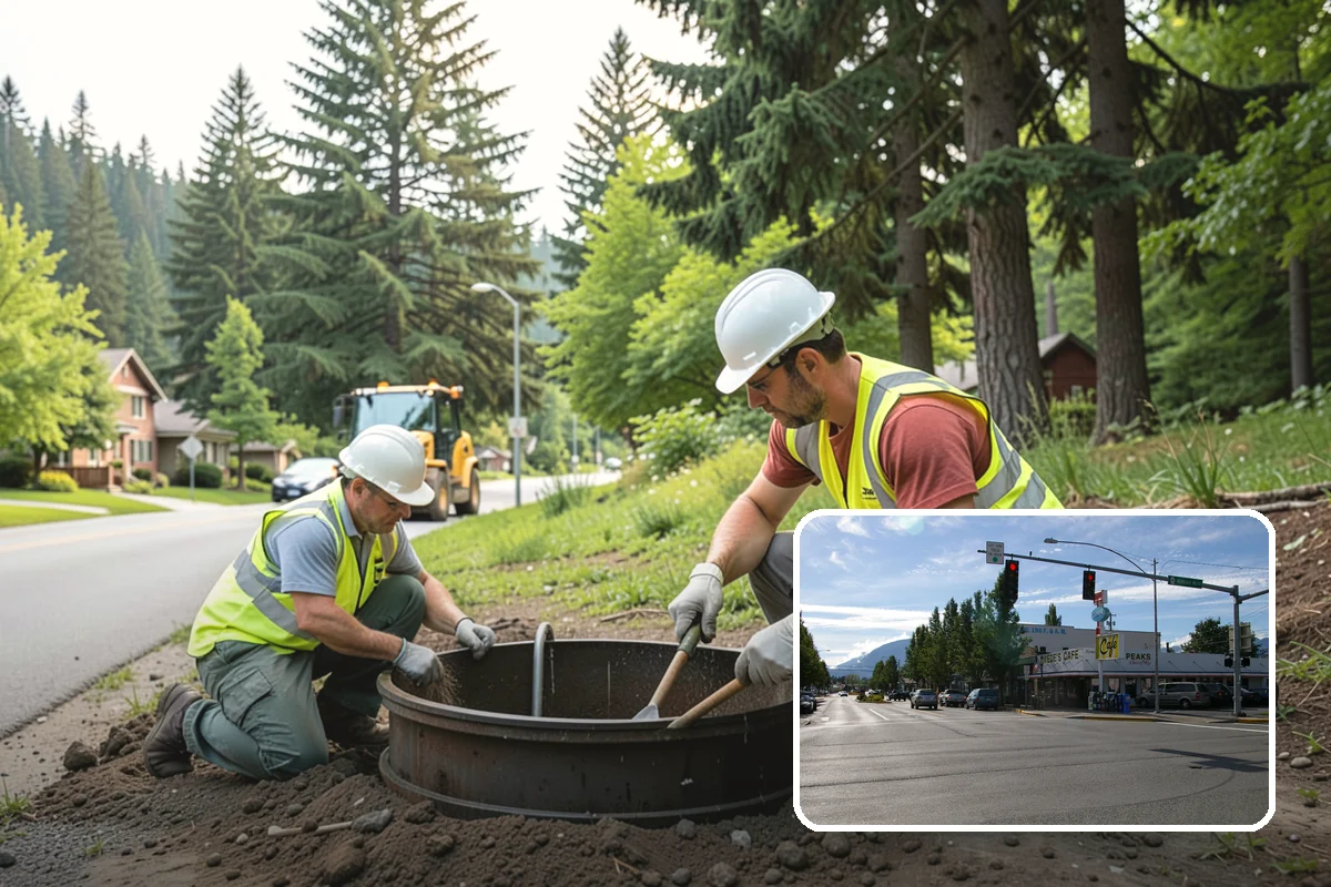 Reflective Marker Installation in North Bend, King County, WA - Improved wet-night lane delineation