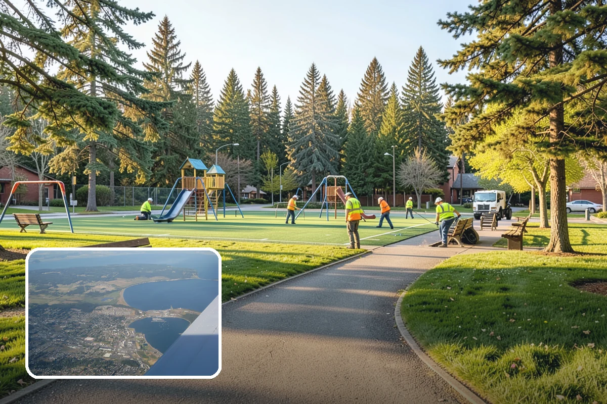 Reflective Marker Installation in Oak Harbor, Island County, WA - Improved wet-night lane delineation