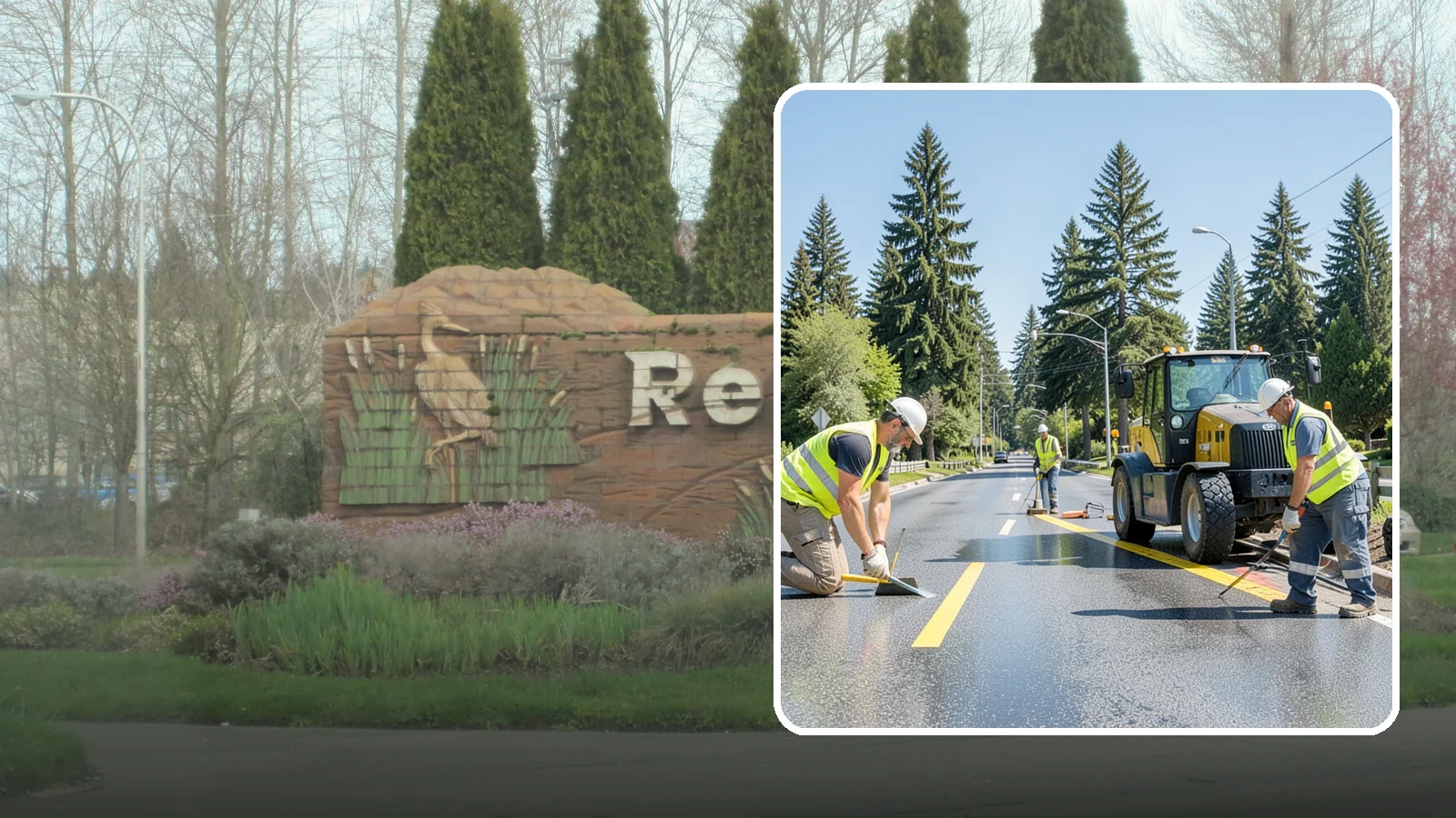 Reflective Marker Installation in Renton, King County, WA - Raised and reflective pavement markers boost lane delineation in low-light and wet conditions.