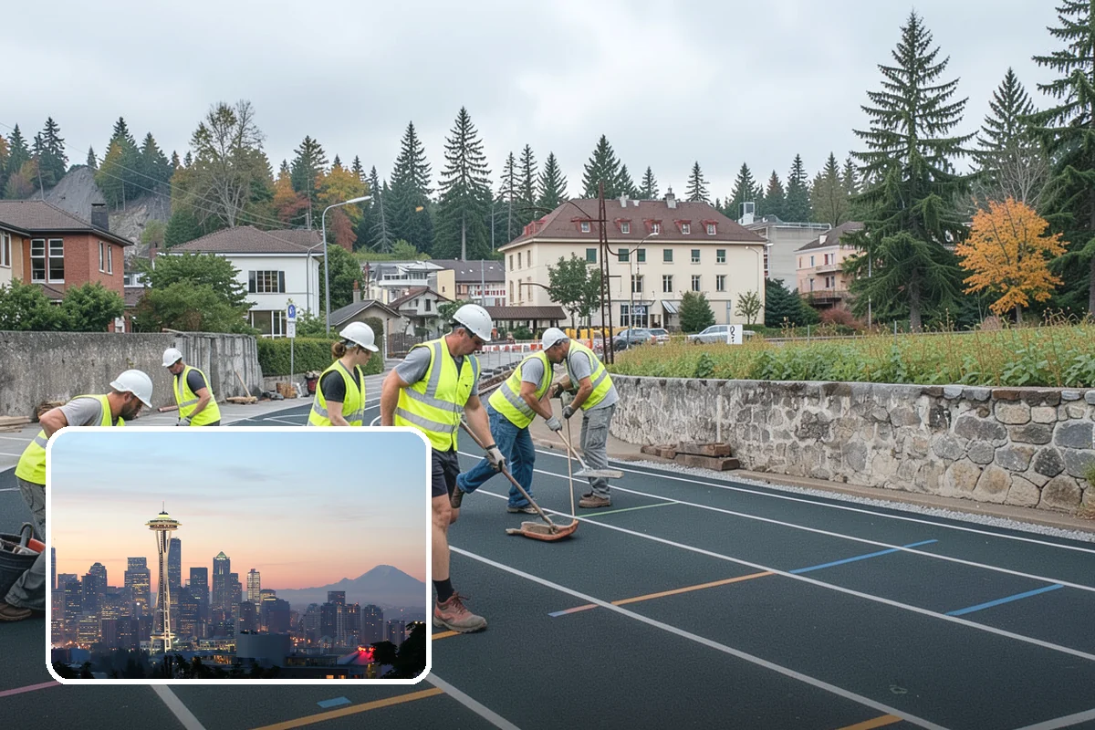 Reflective Marker Installation in Seattle, King County, WA - Improved wet-night lane delineation