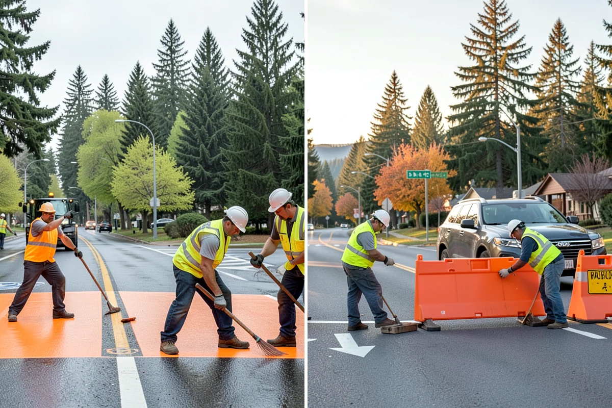 Reflective Marker Installation in Shoreline, King County, WA - Lay out marker locations and spacing