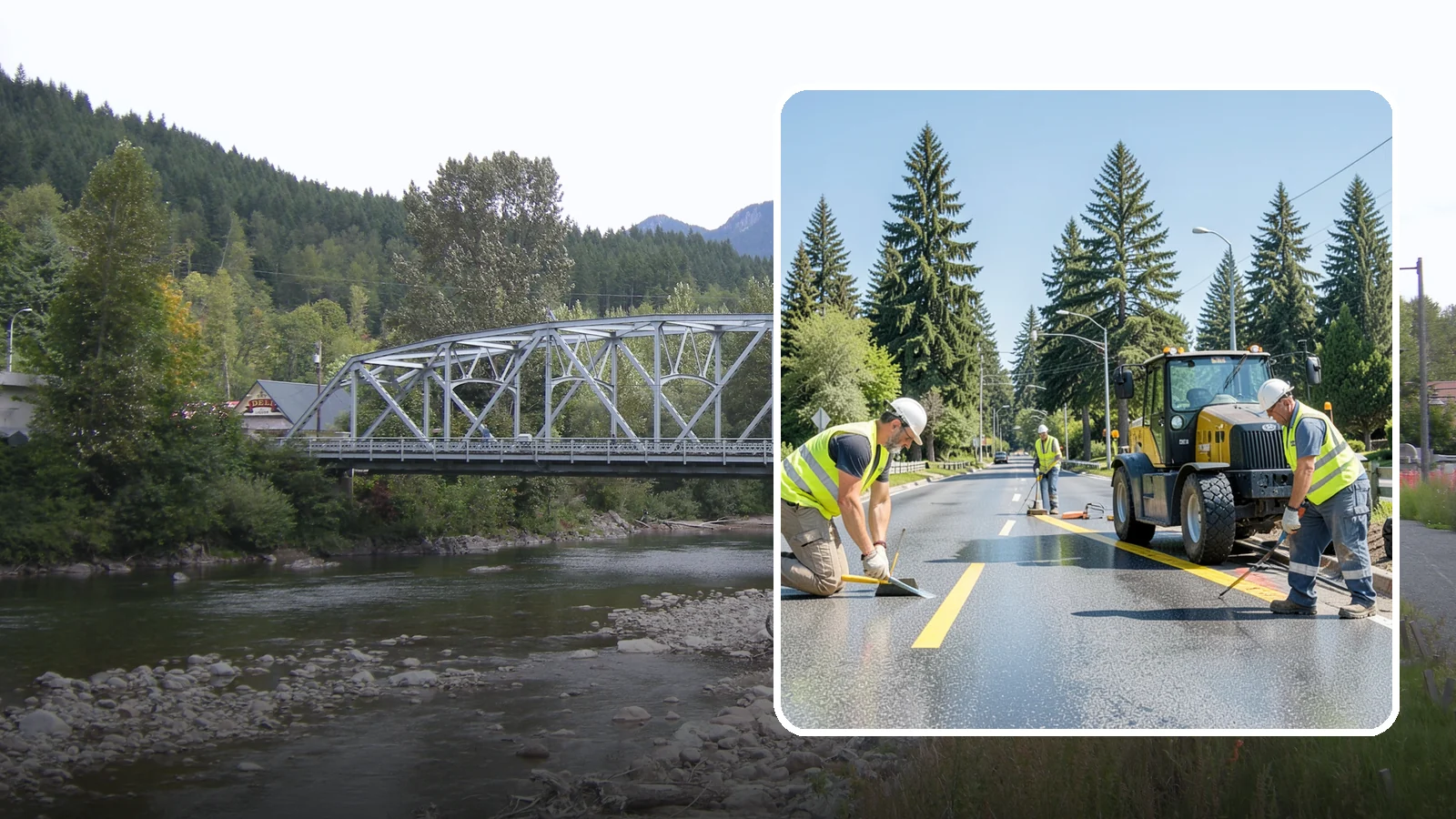 Reflective Marker Installation in Skykomish, King County, WA - Raised and reflective pavement markers boost lane delineation in low-light and wet conditions.